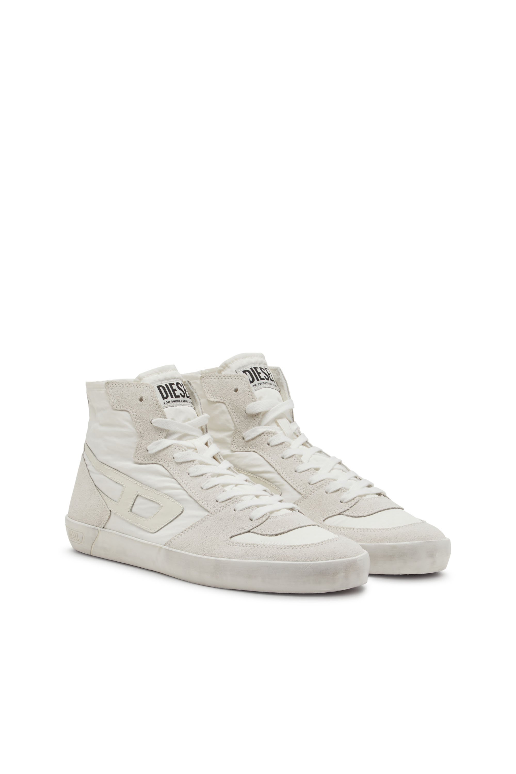 Diesel - S-LEROJI D-1 MID, Man's S-Leroji D-Padded-ripstop and suede high-top sneakers in White - 2