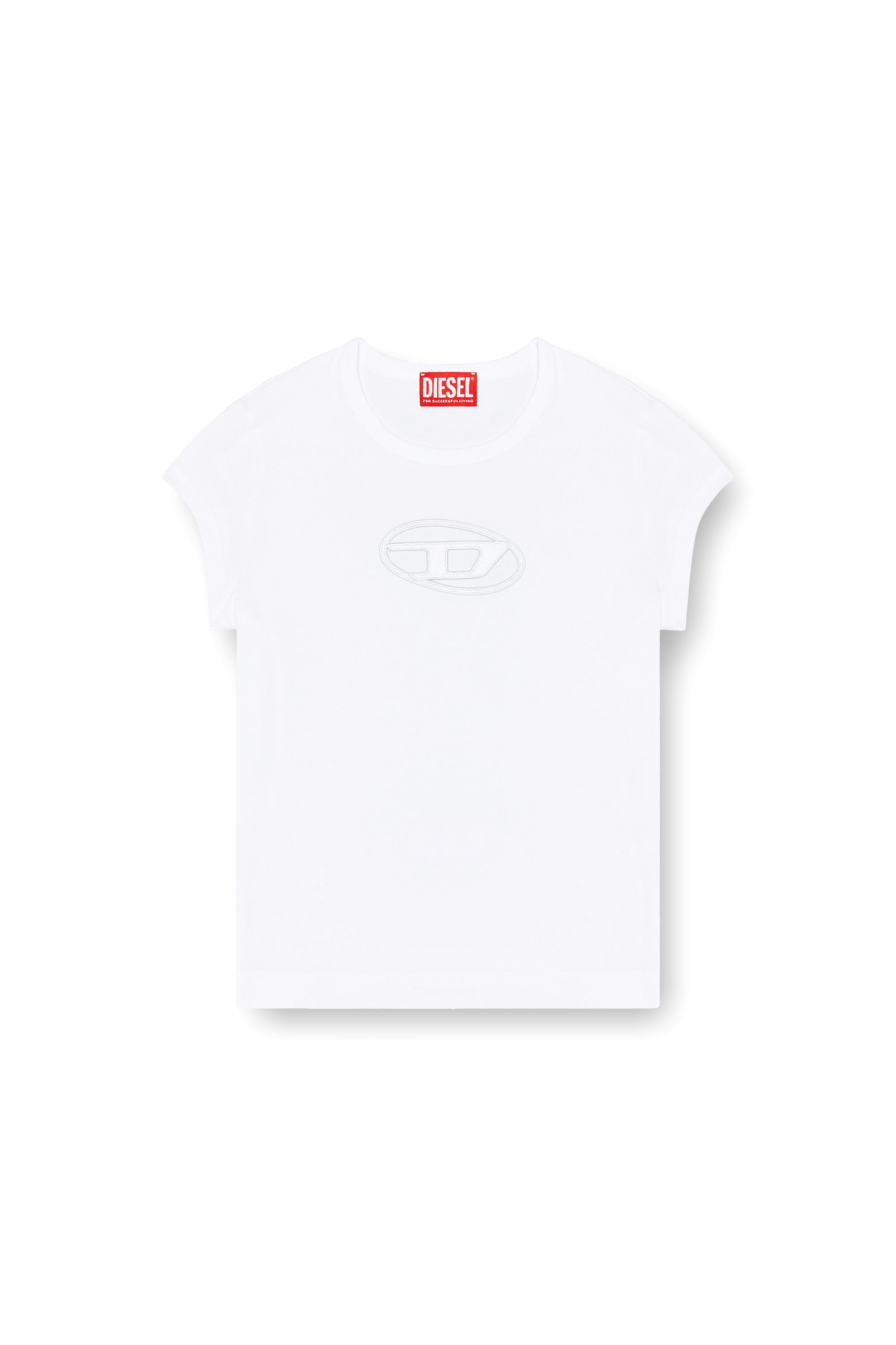 Diesel - T-ANGIE, Woman's T-shirt with peekaboo logo in White - 4