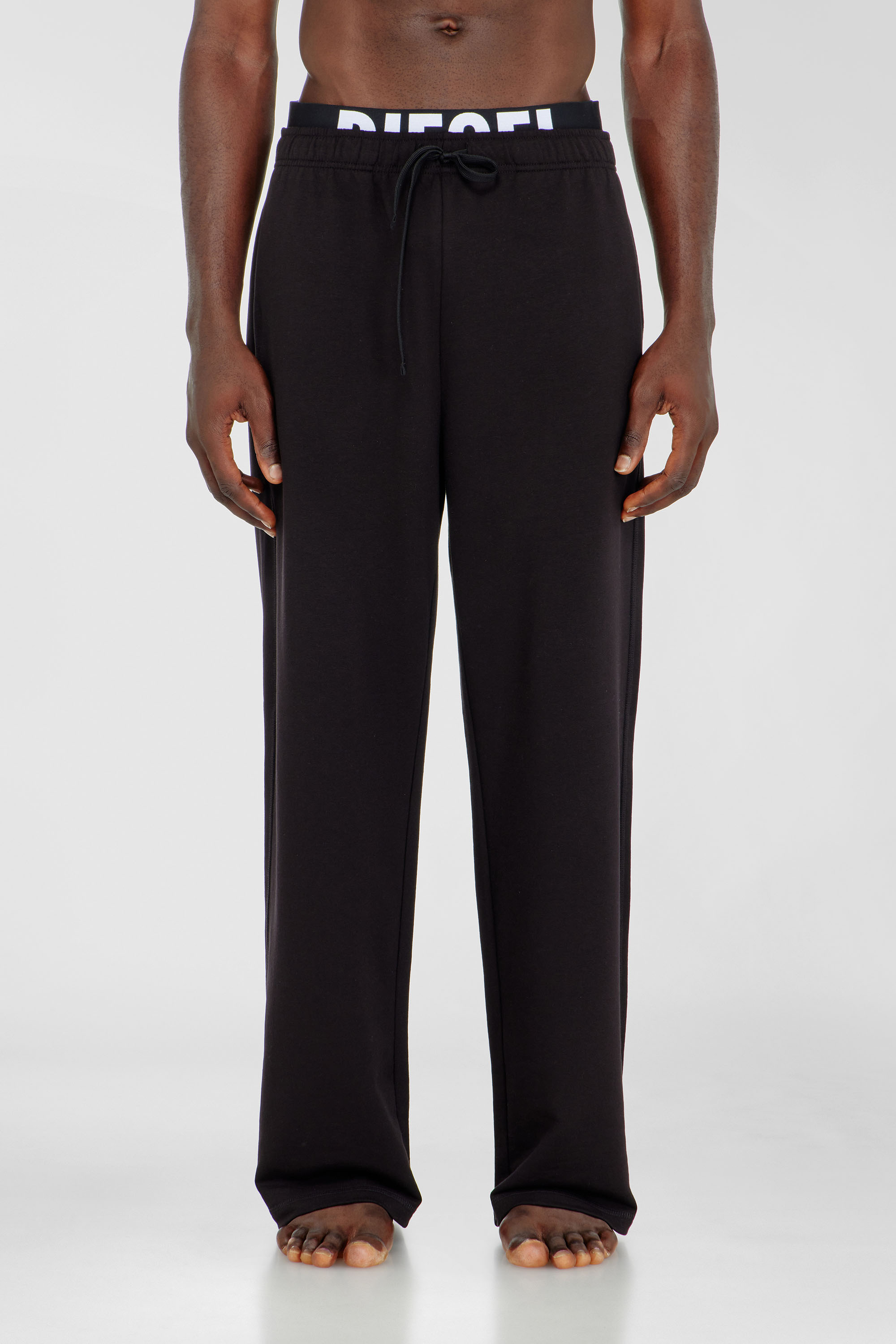 Diesel - BRADLEY-D-POP, Pantalon en coton avec ceinture logo Diesel Homme in Noir - 1