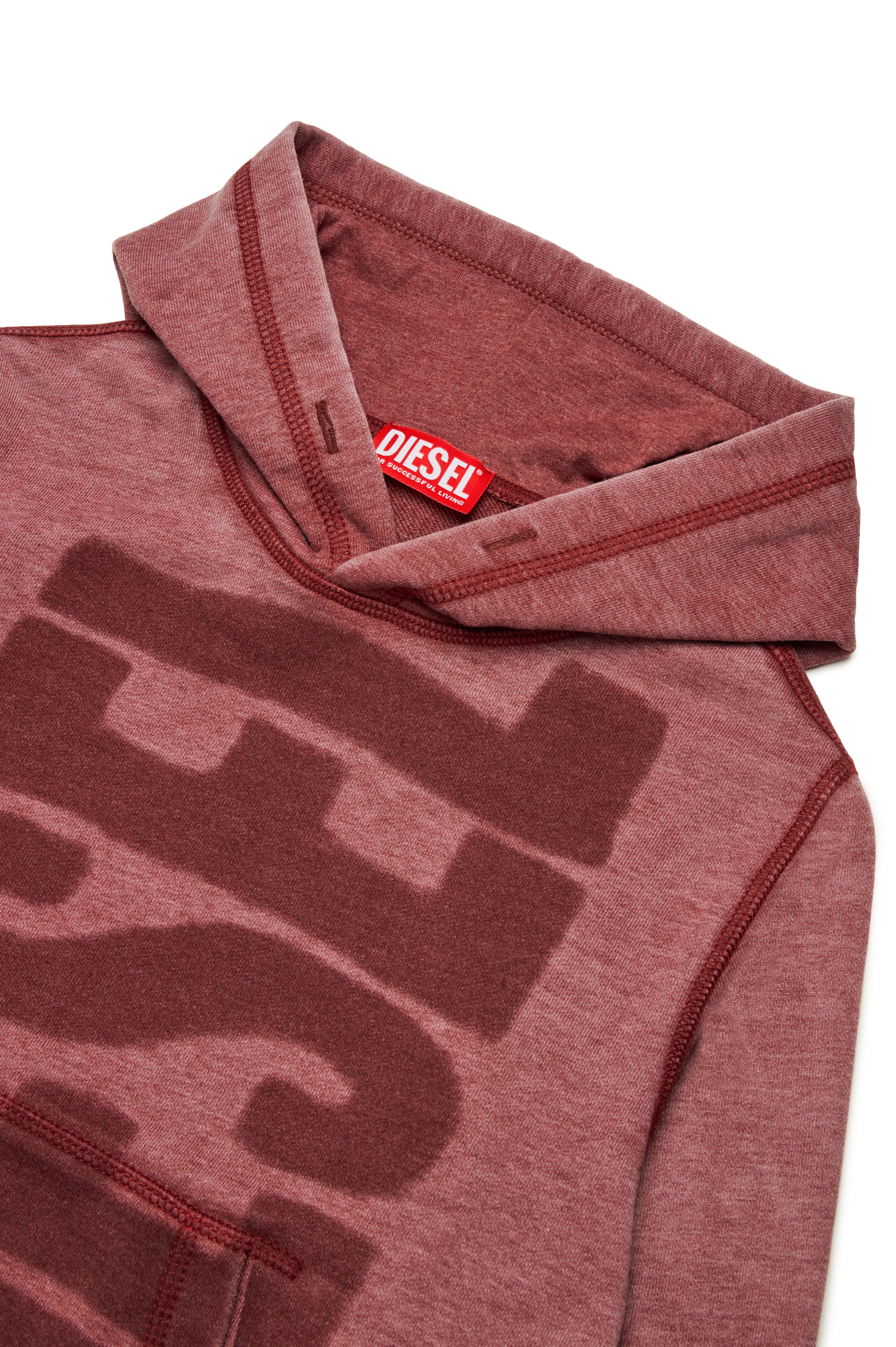 Diesel - SGINNHOODL1 OVER, Homme Sweat-shirt à capuche dévoré avec logo in Rouge - Image 3