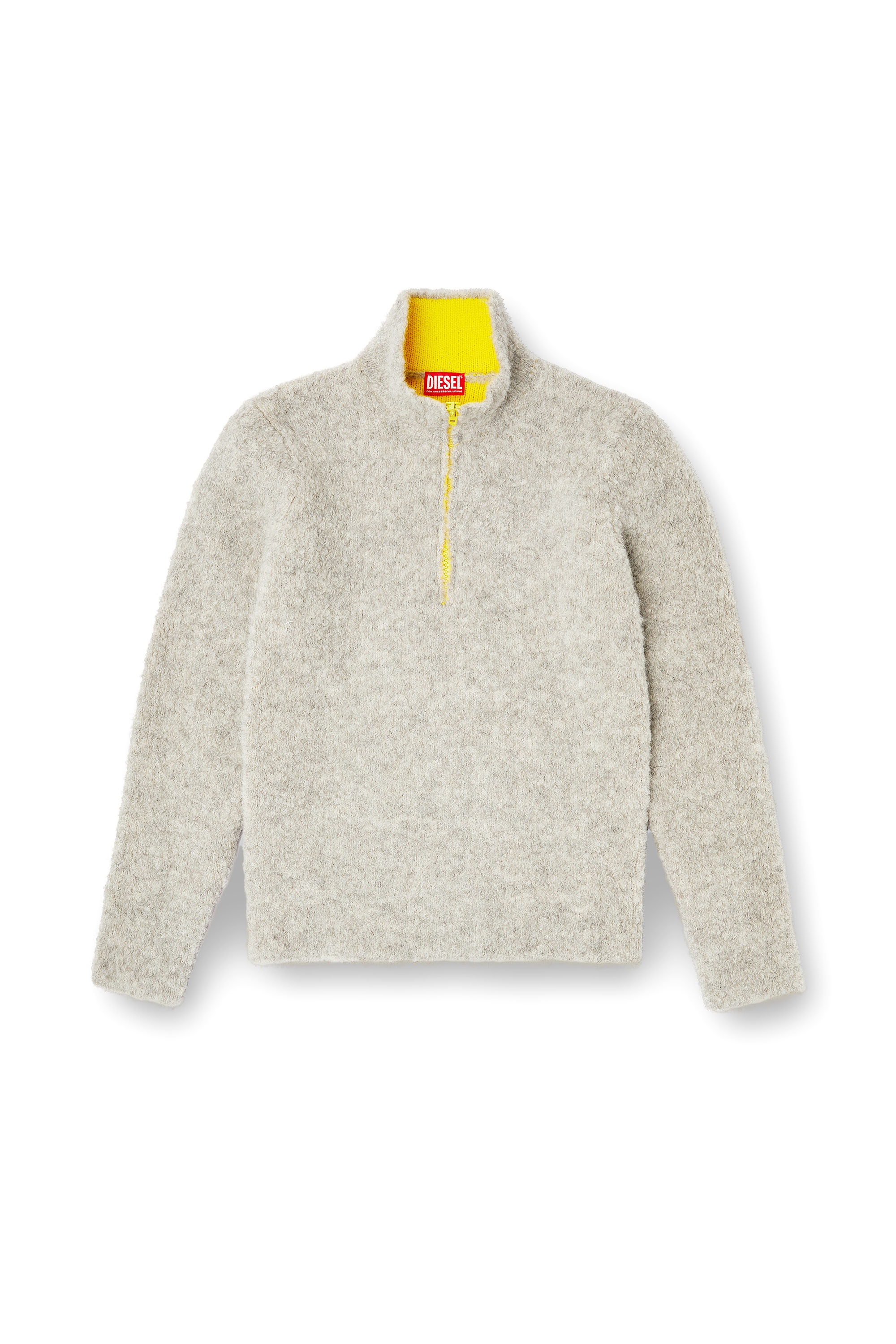 Diesel - K-ELLER, Pull demi-zippé avec intérieur contrasté Homme in Gris - 2