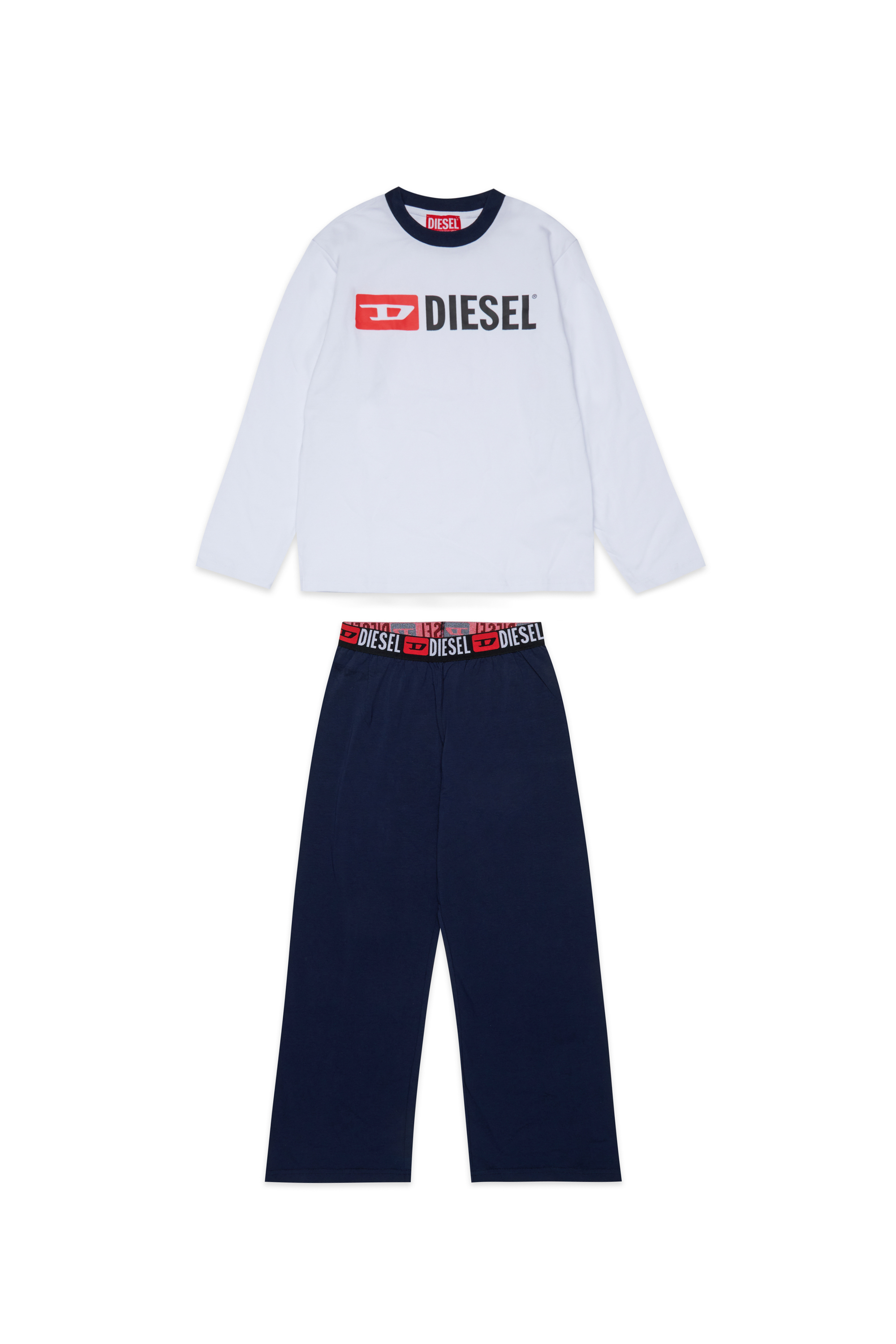 Diesel - UNIV, Man's Pyjama set in stretch cotton in Blue/White - 1