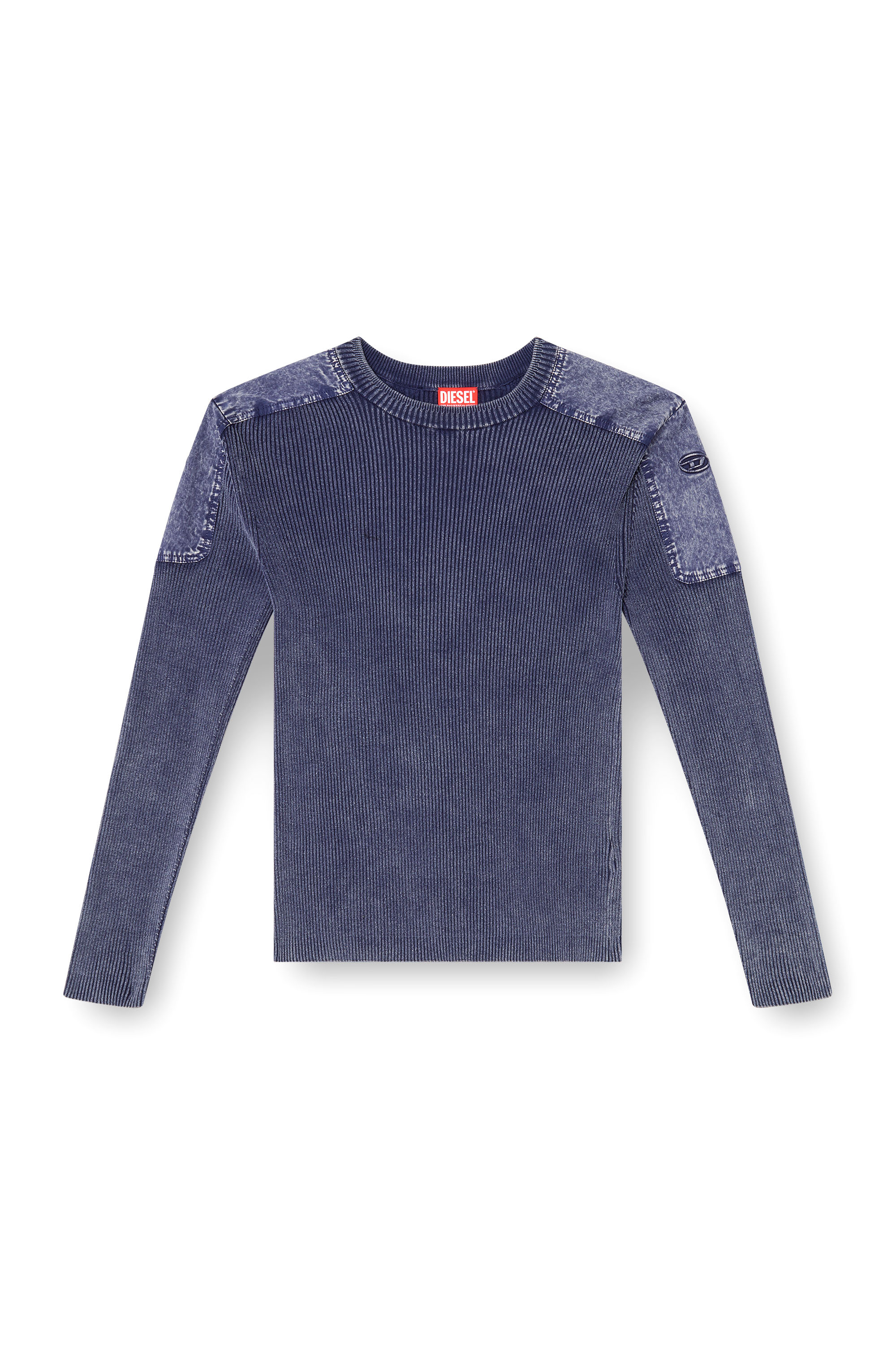 Diesel - K-MARTIN, Pull avec empiècements en denim sur les épaules Homme in ToBeDefined - 3