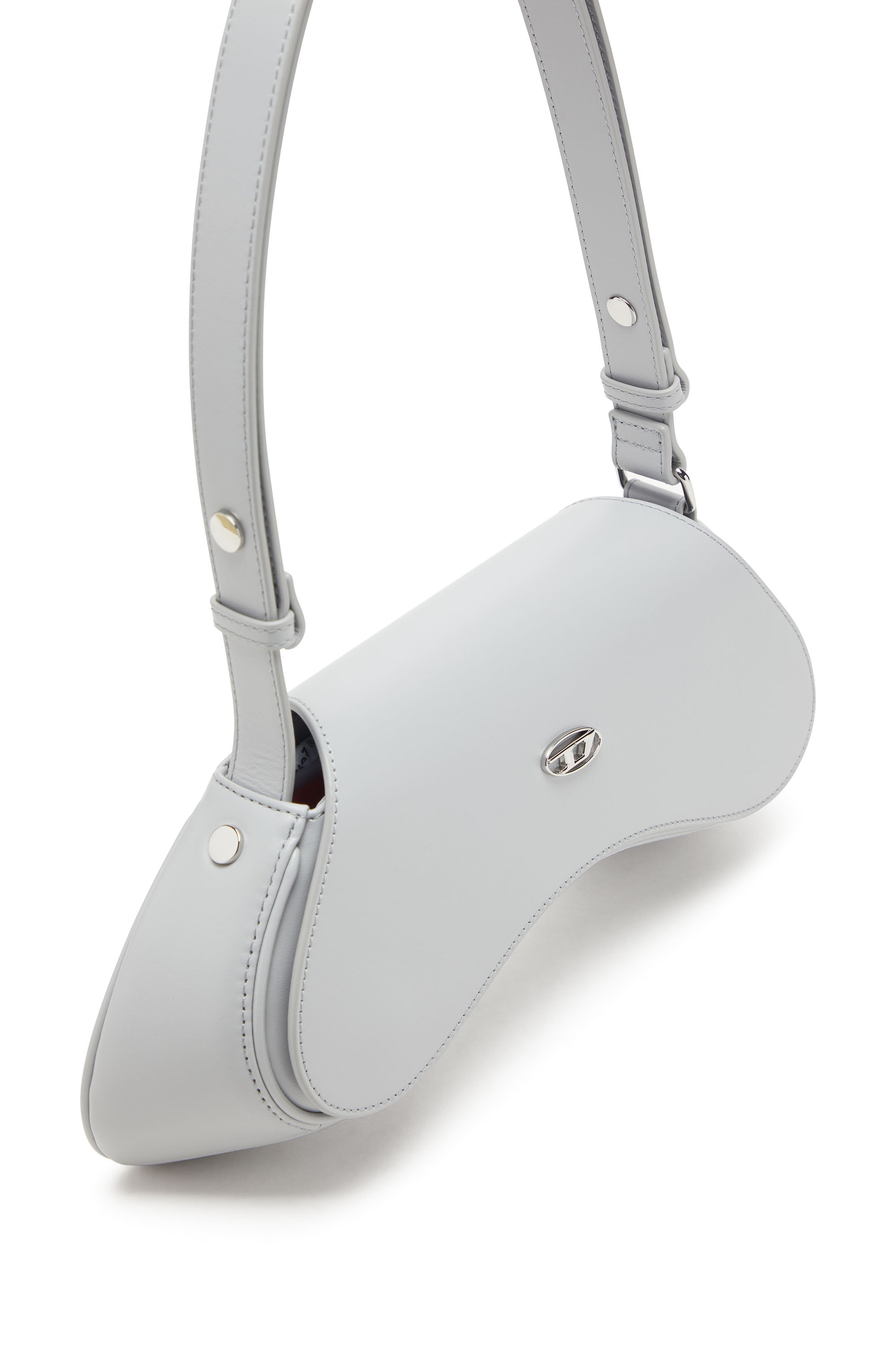 Diesel - PLAY CROSSBODY, Play-Sac à bandoulière en cuir semi-brillant Femme in Gris - 5