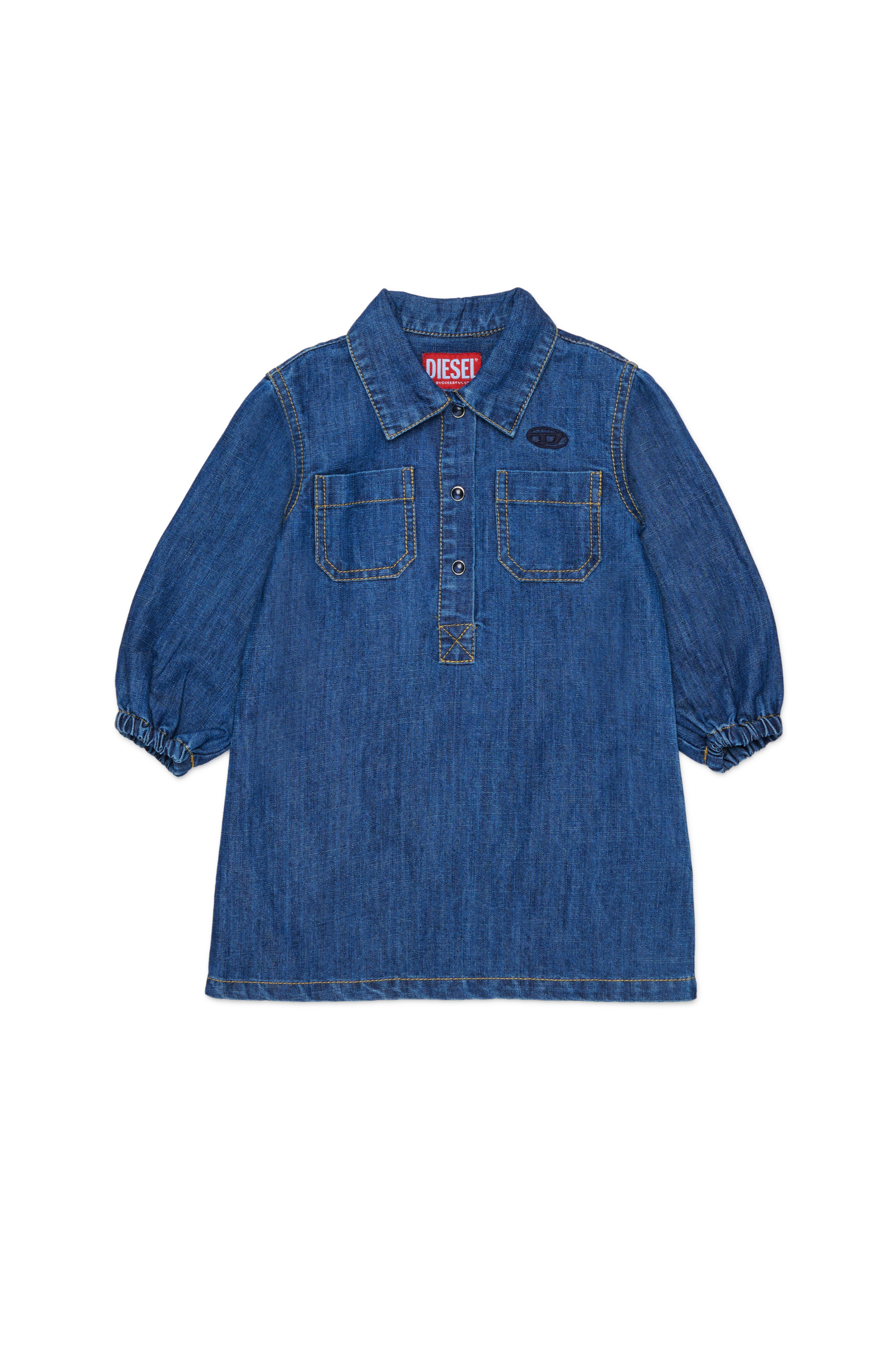 Diesel - DELBIB, Robe-chemise en denim avec broderie logo Oval D Femme in Bleu - 1