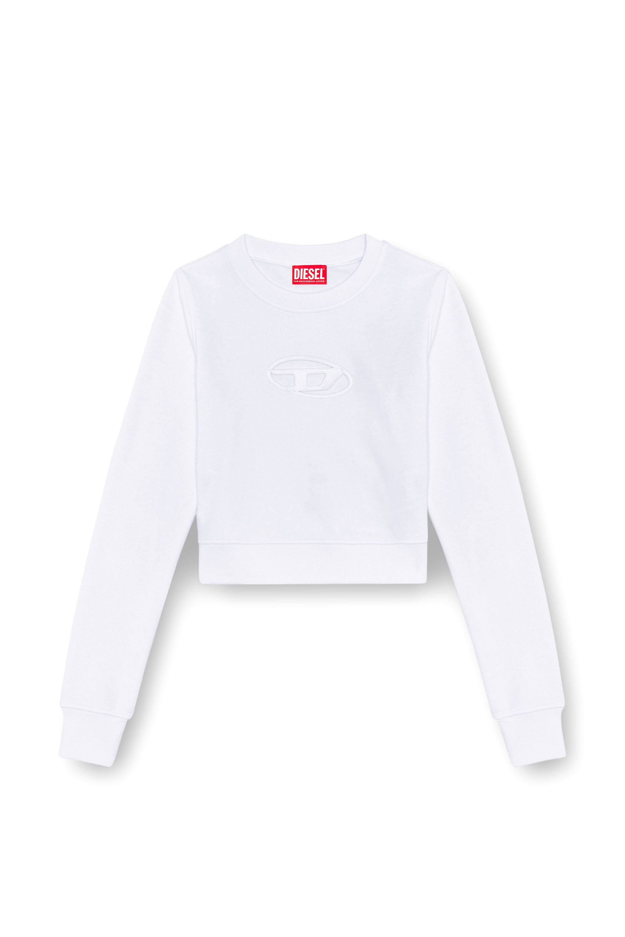 Diesel - F-SLIMMY-OD, Femme Sweat-shirt cropped avec logo cut-out in Blanc - Image 3