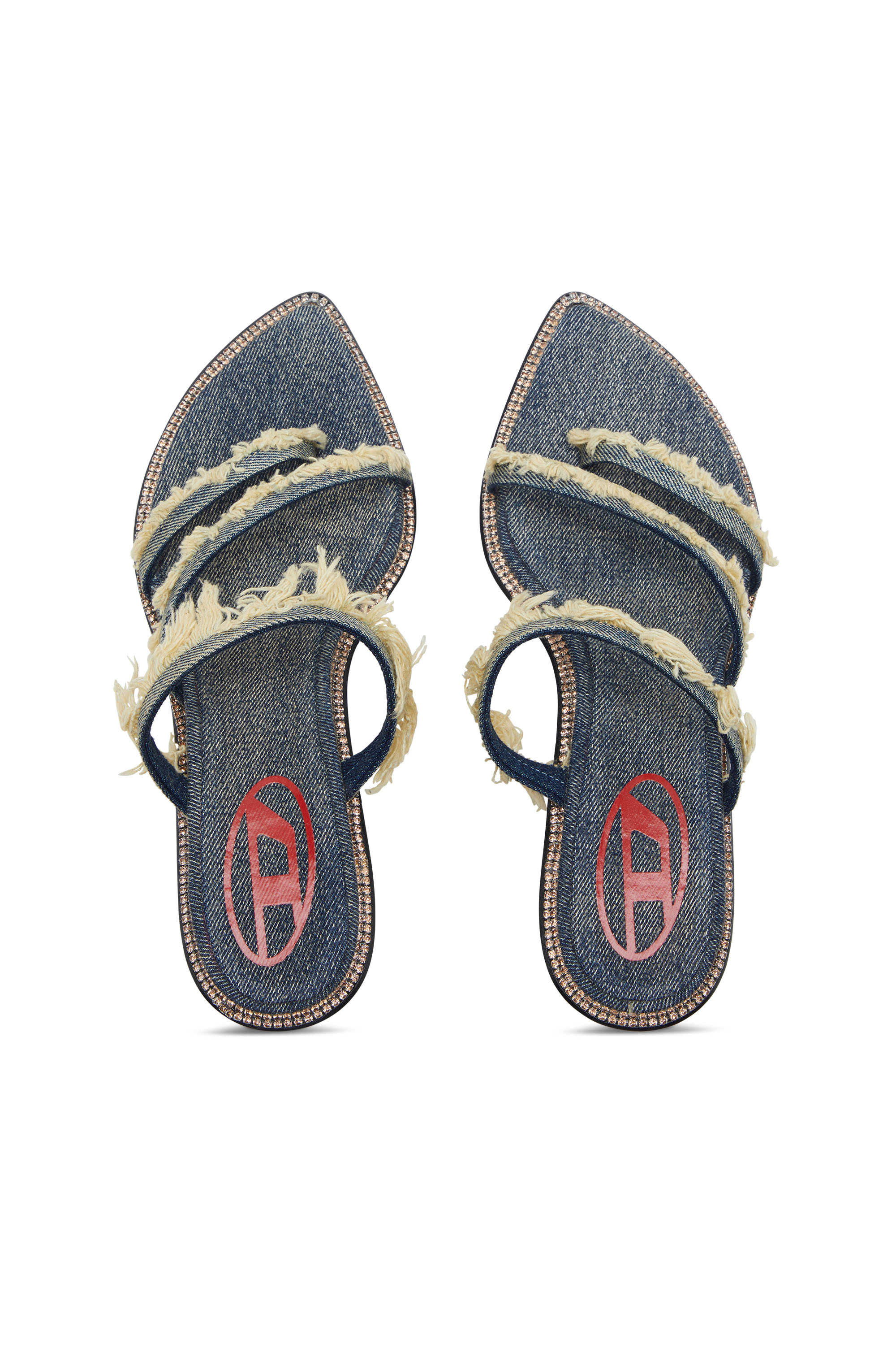 Diesel - D-HAVANNA KITTIE, D-Havanna Kittie-Mules en denim effiloché avec cristaux Femme in Bleu - 4