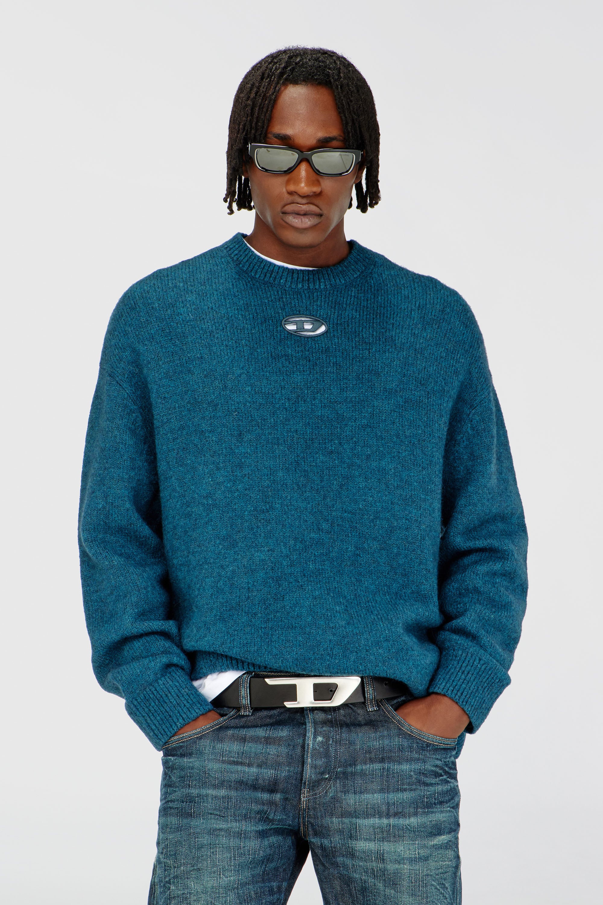 Diesel - K-AREESO, Man's Jumper in wool and alpaca blend in Water Green - 2