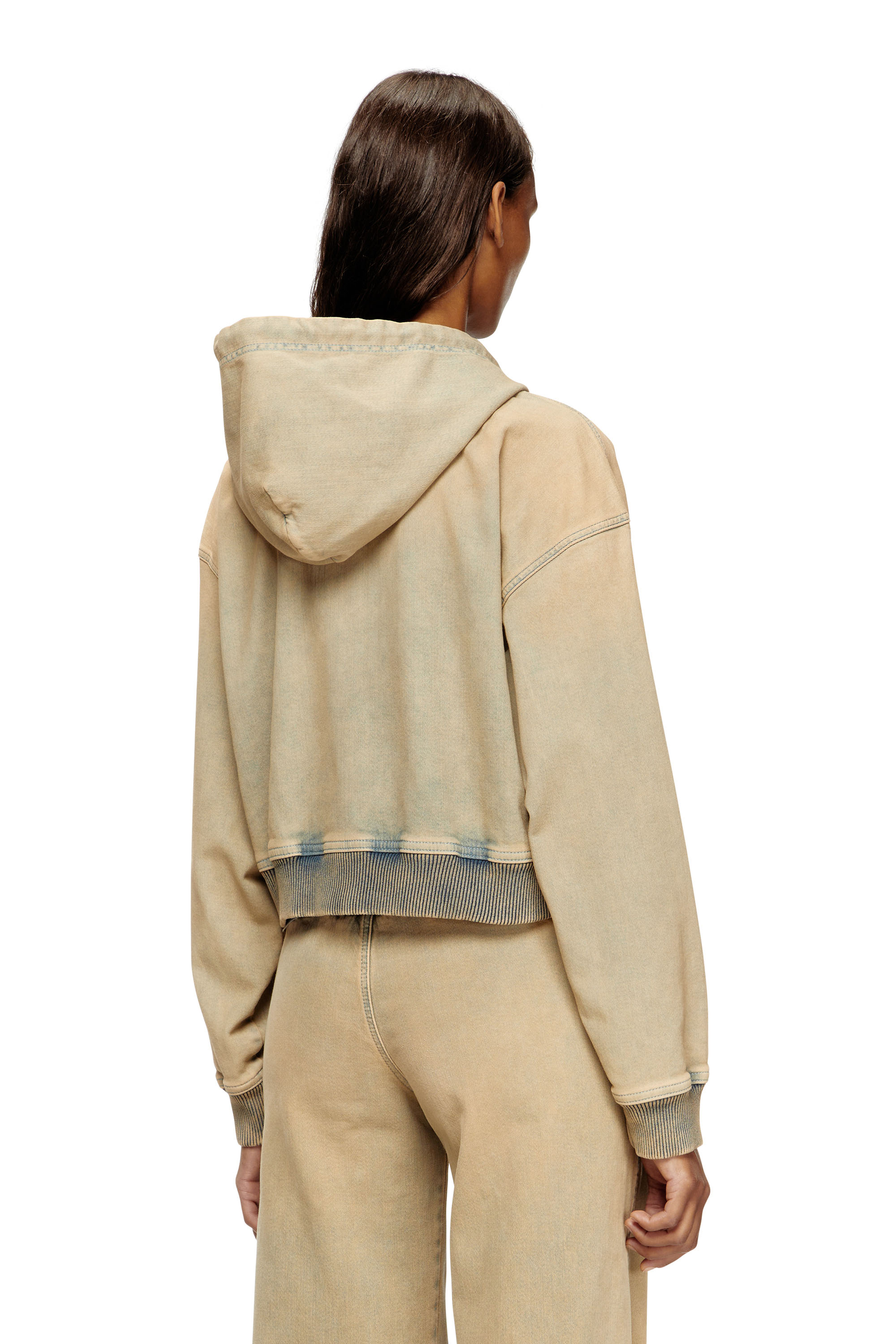 Diesel - DE-GIRI-CROP JOGG, Sweat-shirt à capuche zippé en tissu JoggJeans coloré Femme in Polychrome - 4