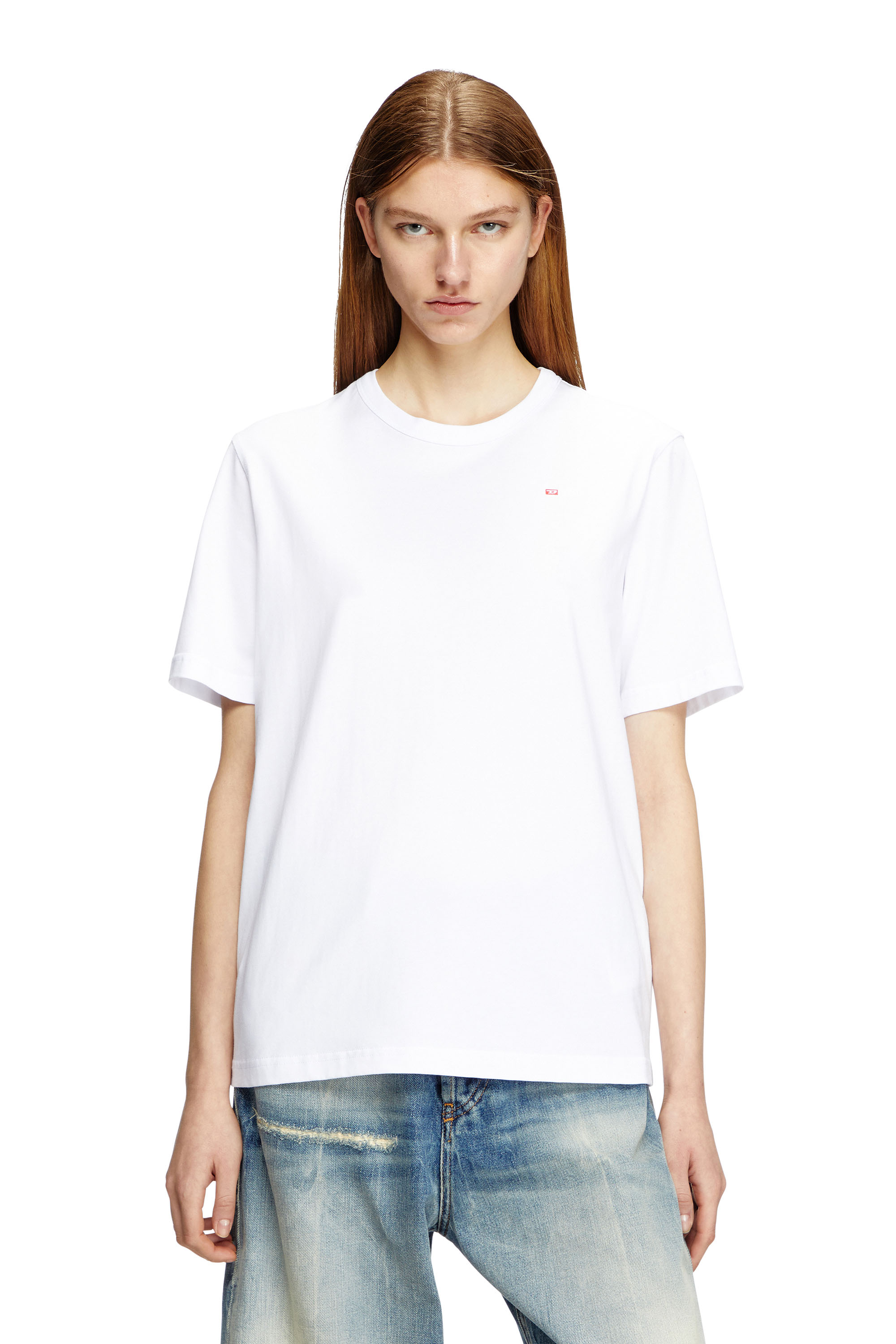 Diesel - T-ADJUST-MICRODIV, Unisex's T-shirt with micro-embroidered logo in White - 5