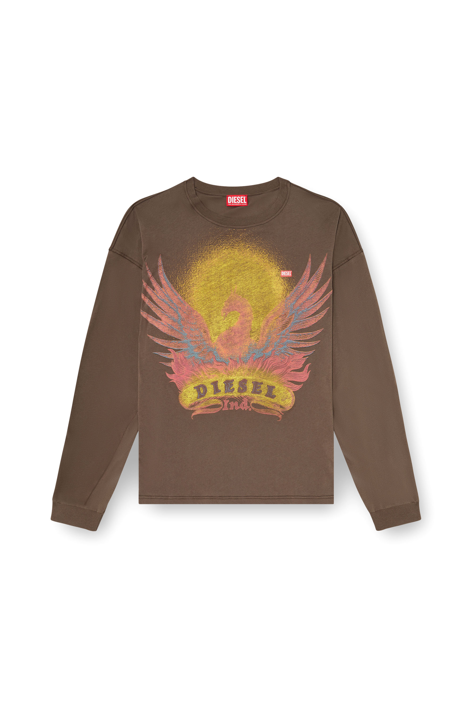 Diesel - T-BOXT-LS-AA1, T-shirt &agrave; manches longues avec motif Phoenix Homme in Marron - 2