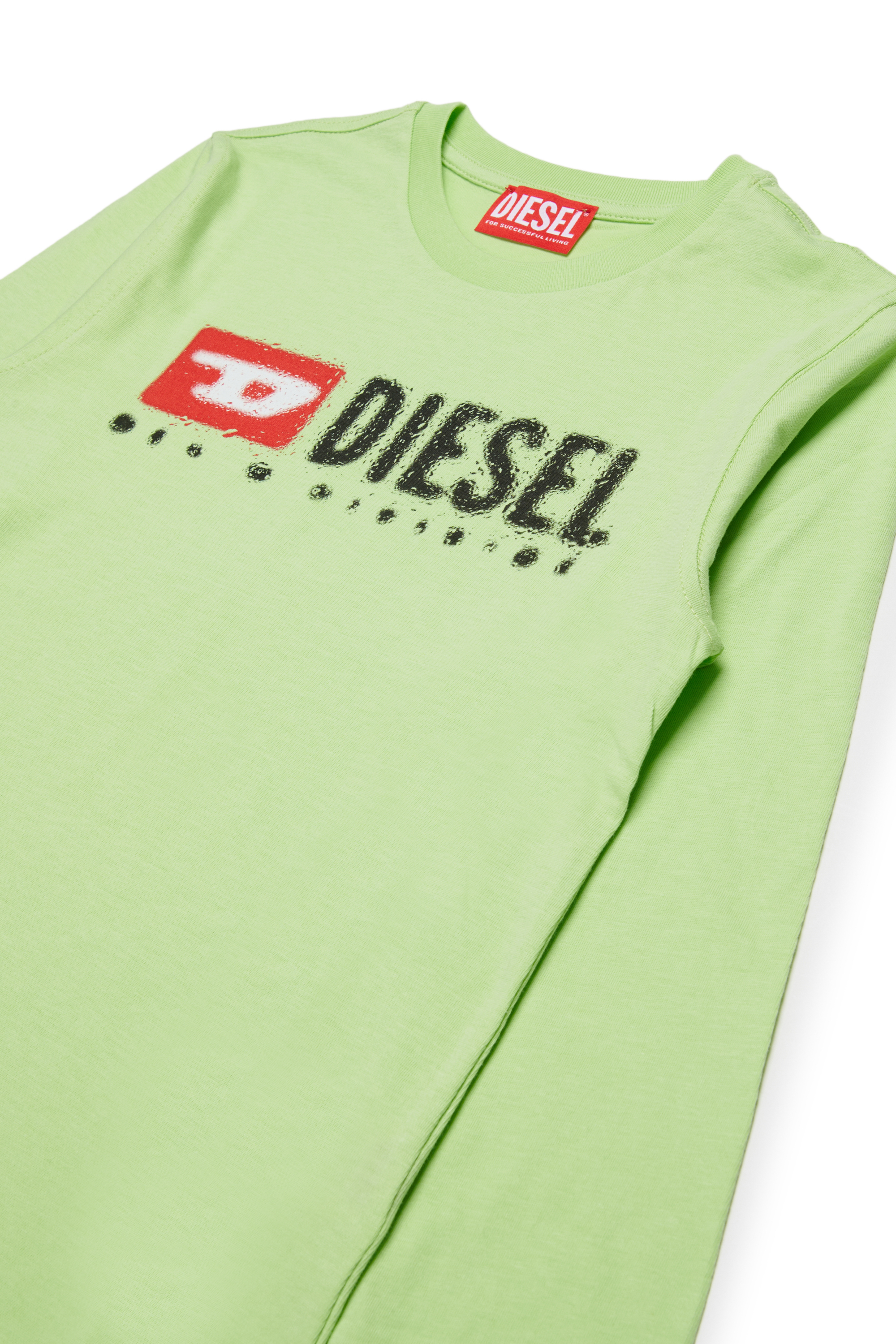 Diesel - TDROPS, T-shirt ras du cou en coton avec logo imprimé Homme in Vert - 3