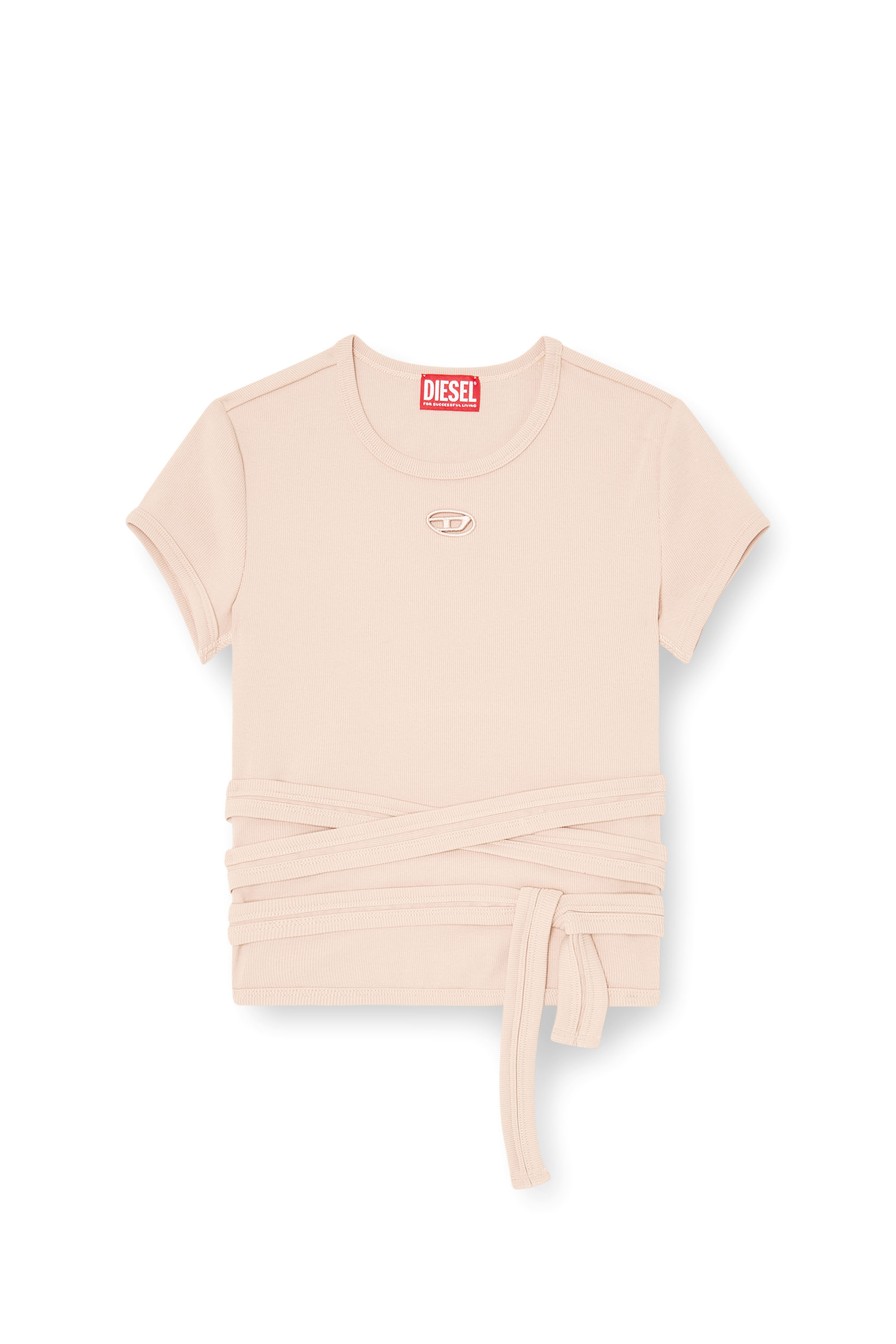 Diesel - T-BUNNY-TAIL-S1, Haut c&ocirc;tel&eacute; avec lacets enveloppants Femme in Rose - 3