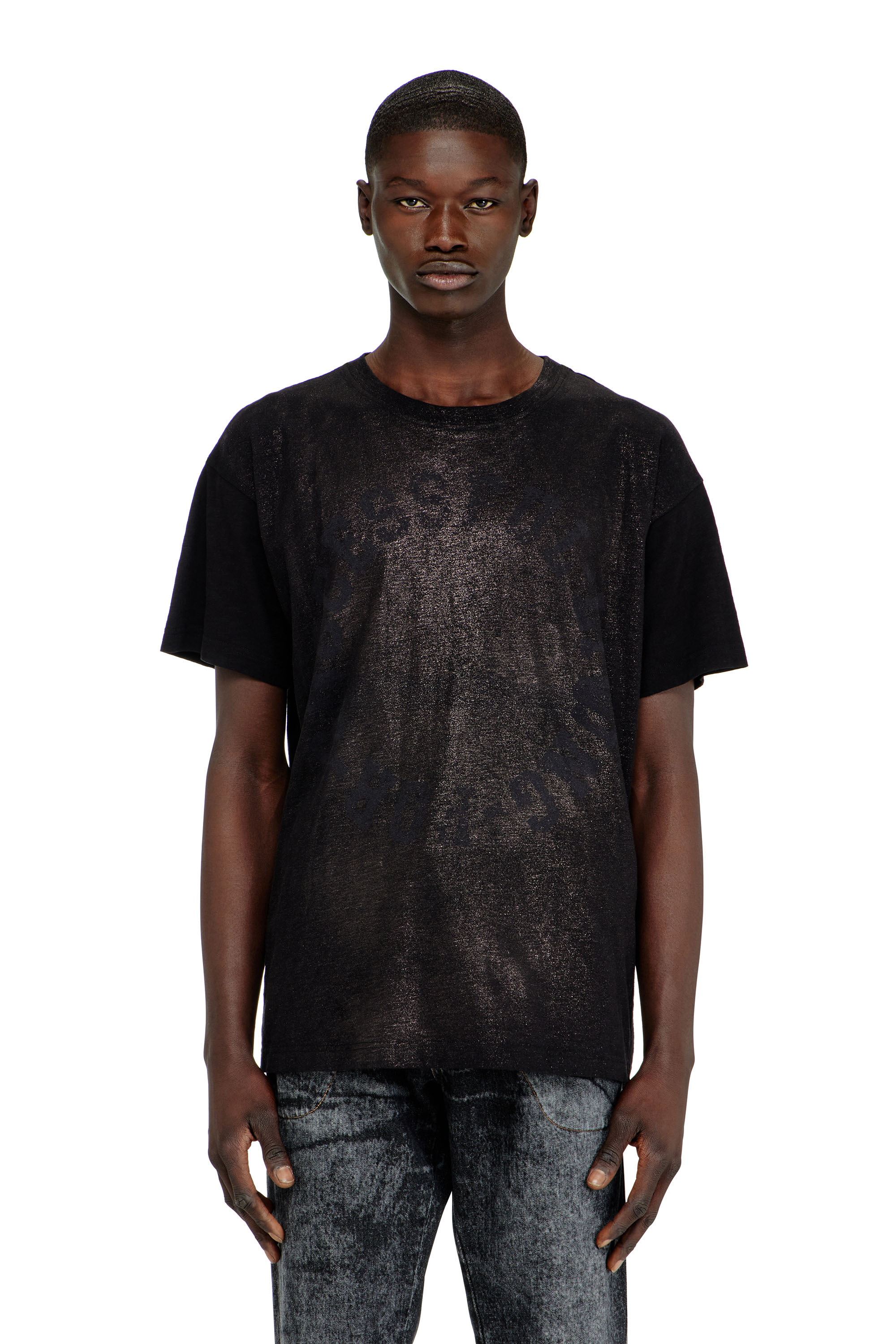 Diesel - T-NORM-AA2, T-shirt en coton &agrave; col rond avec imprim&eacute; foil Homme in ToBeDefined - 1