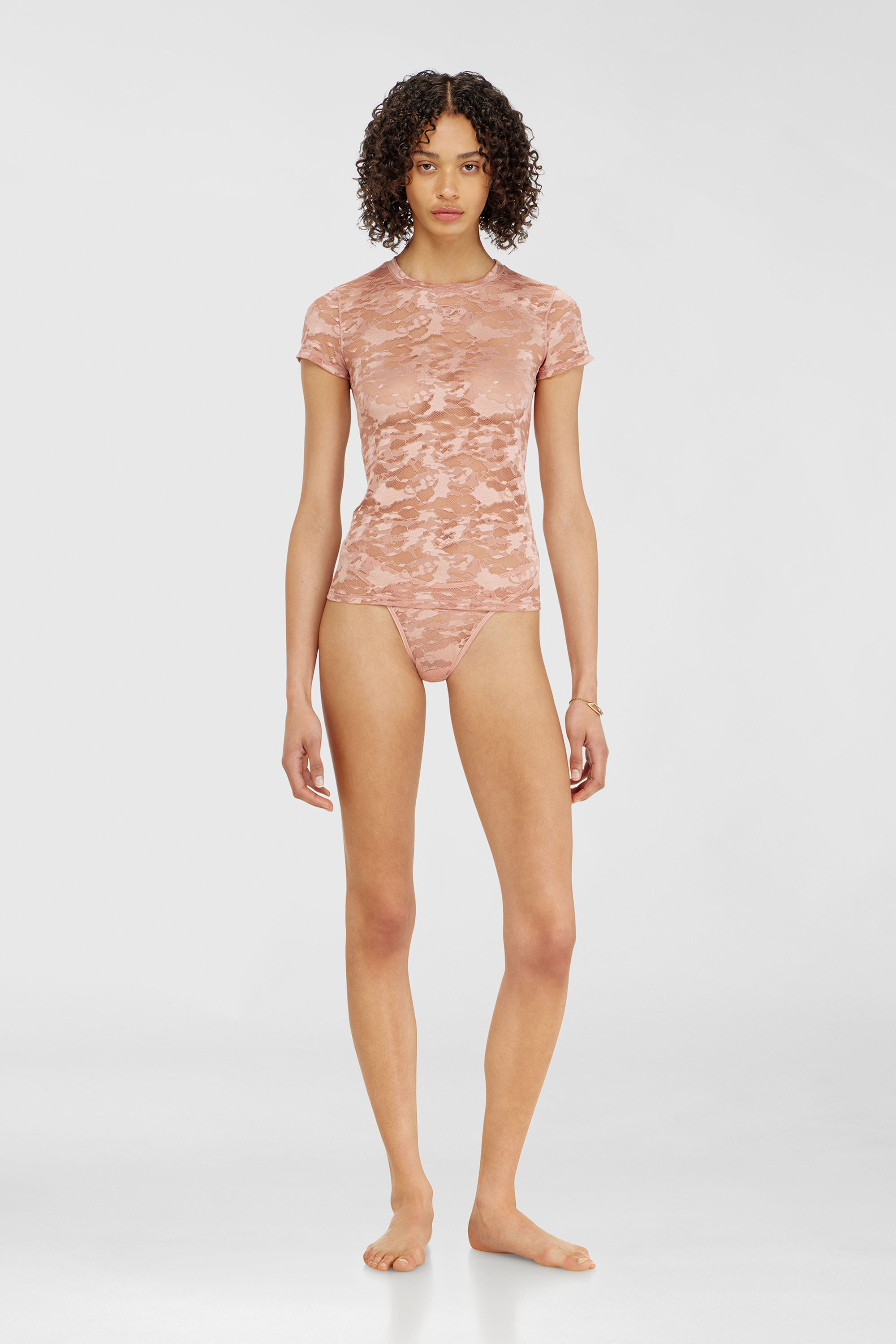 Diesel - KASIA-UTLT, T-shirt en dentelle camouflage Femme in Rose - 2