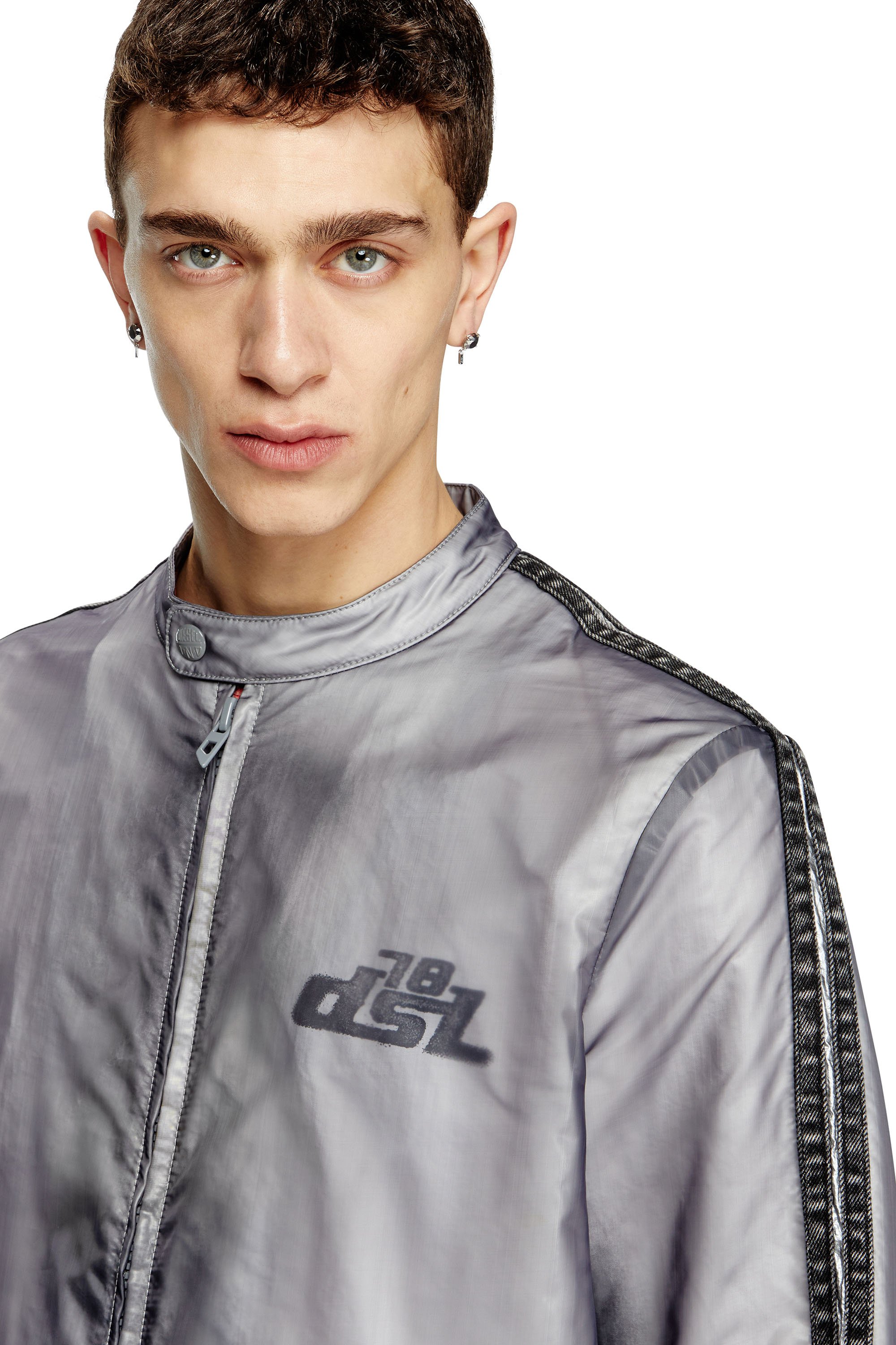 Diesel - J-POP, Veste de motard avec effet transparent Homme in Gris - 5