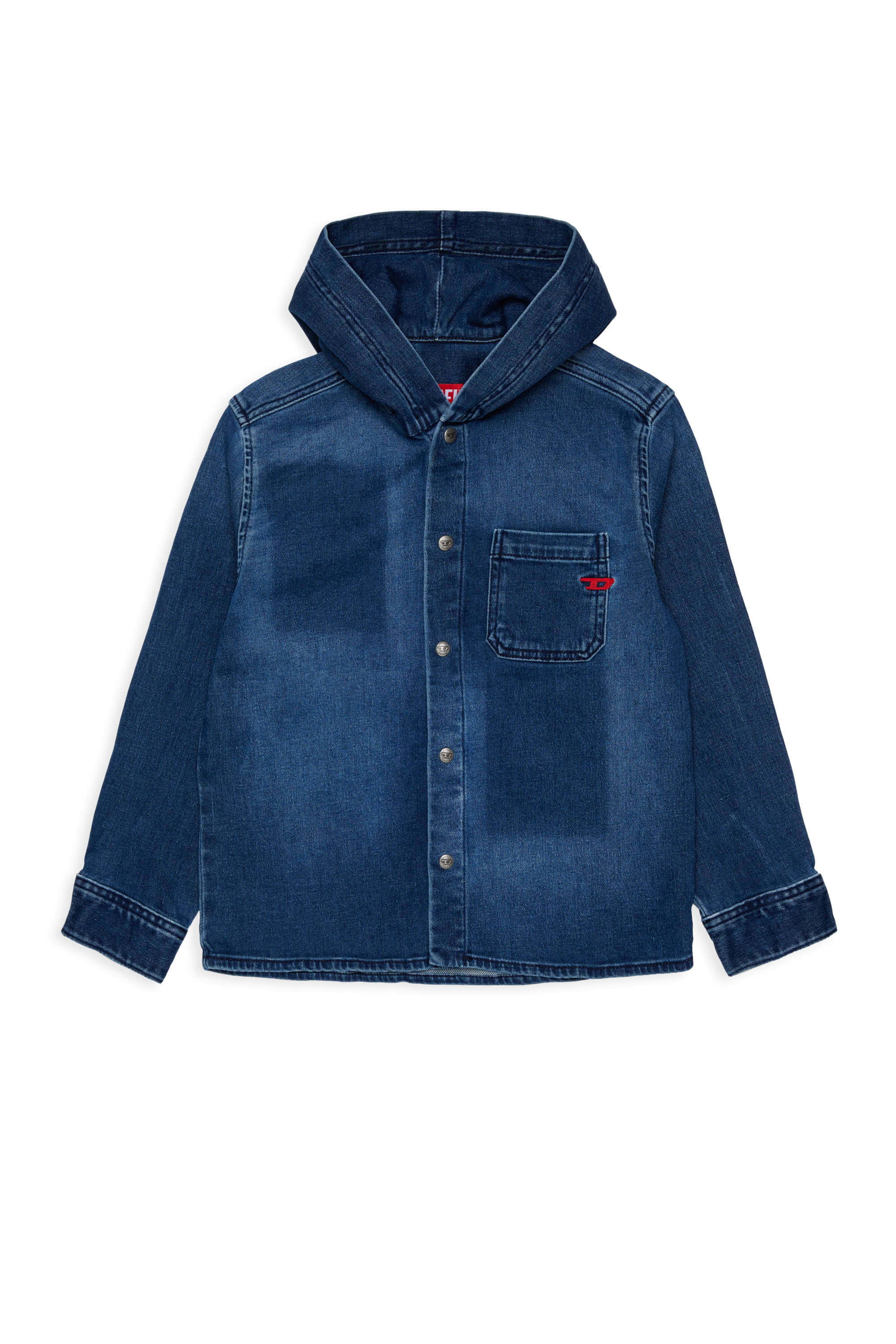 Diesel - CAMPS-OVER JJJ, Hooded shirt en JoggJeans &agrave; effet ombr&eacute; Homme in Bleu - 1