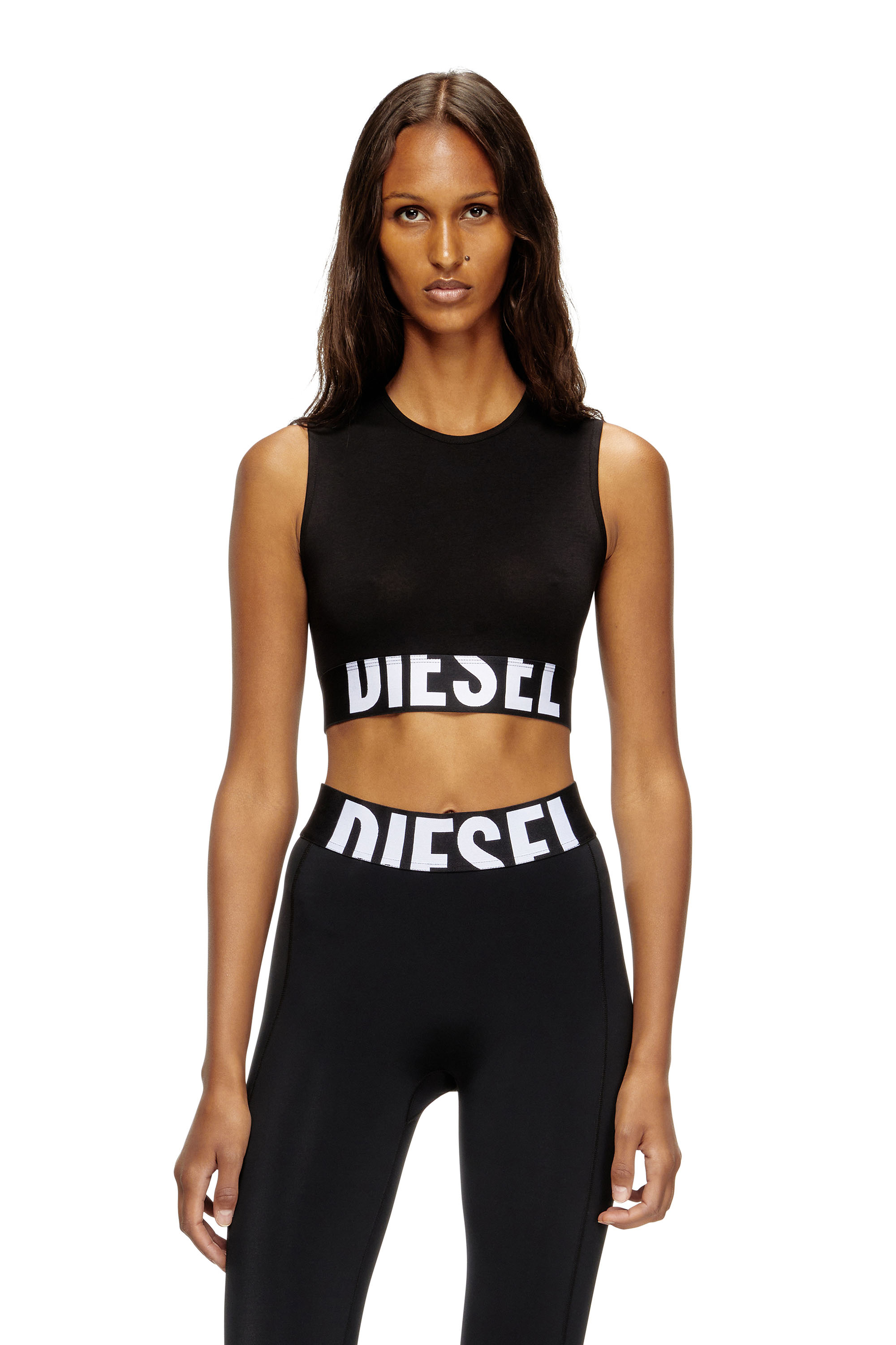 Diesel - ADA-D-POP, D&eacute;bardeur crop avec logo d&eacute;coup&eacute; Femme in Noir - 3