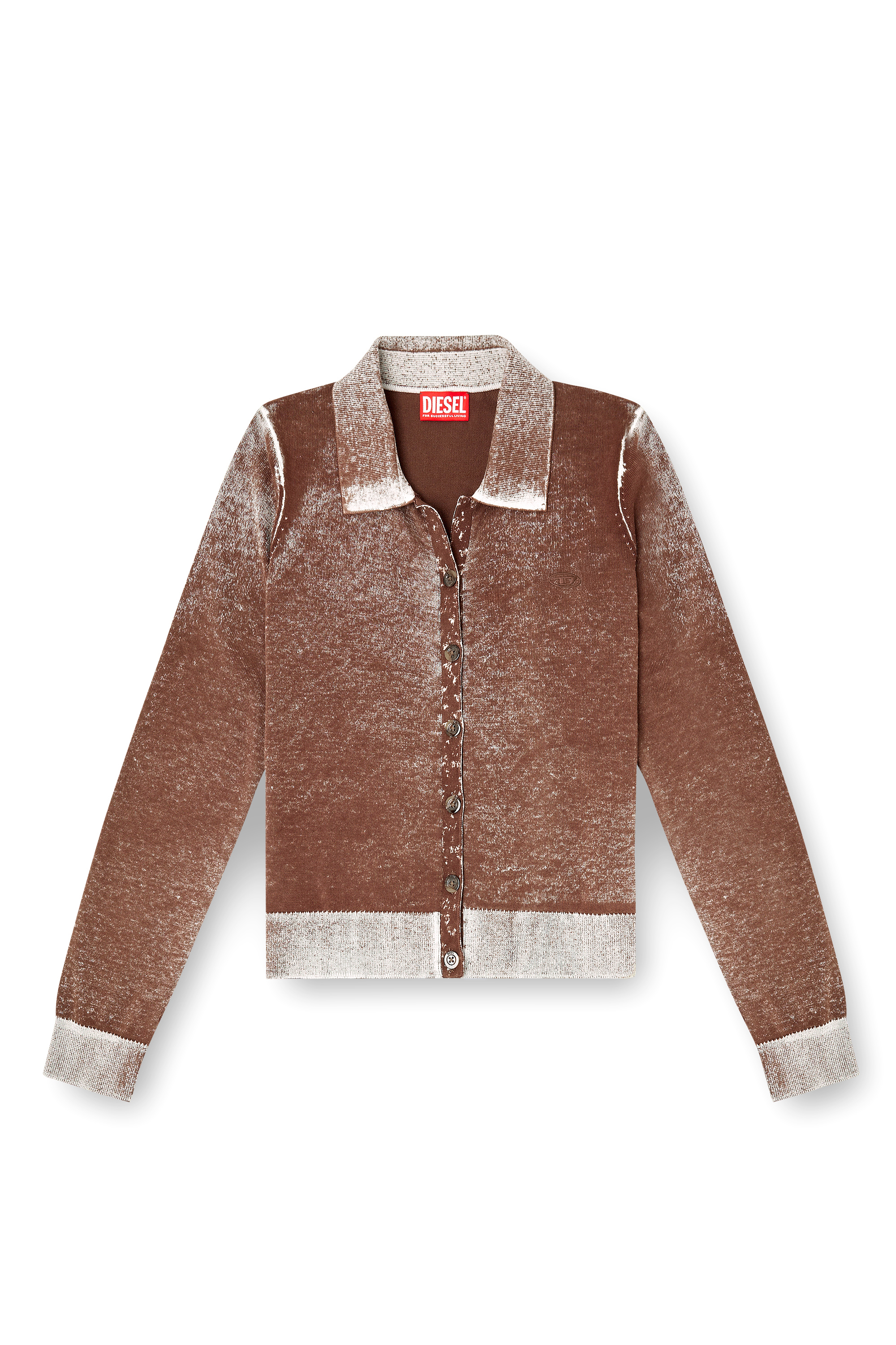 Diesel - M-LOREN, Cardigan avec impression invers&eacute;e d&eacute;lav&eacute;e Femme in Marron - 2