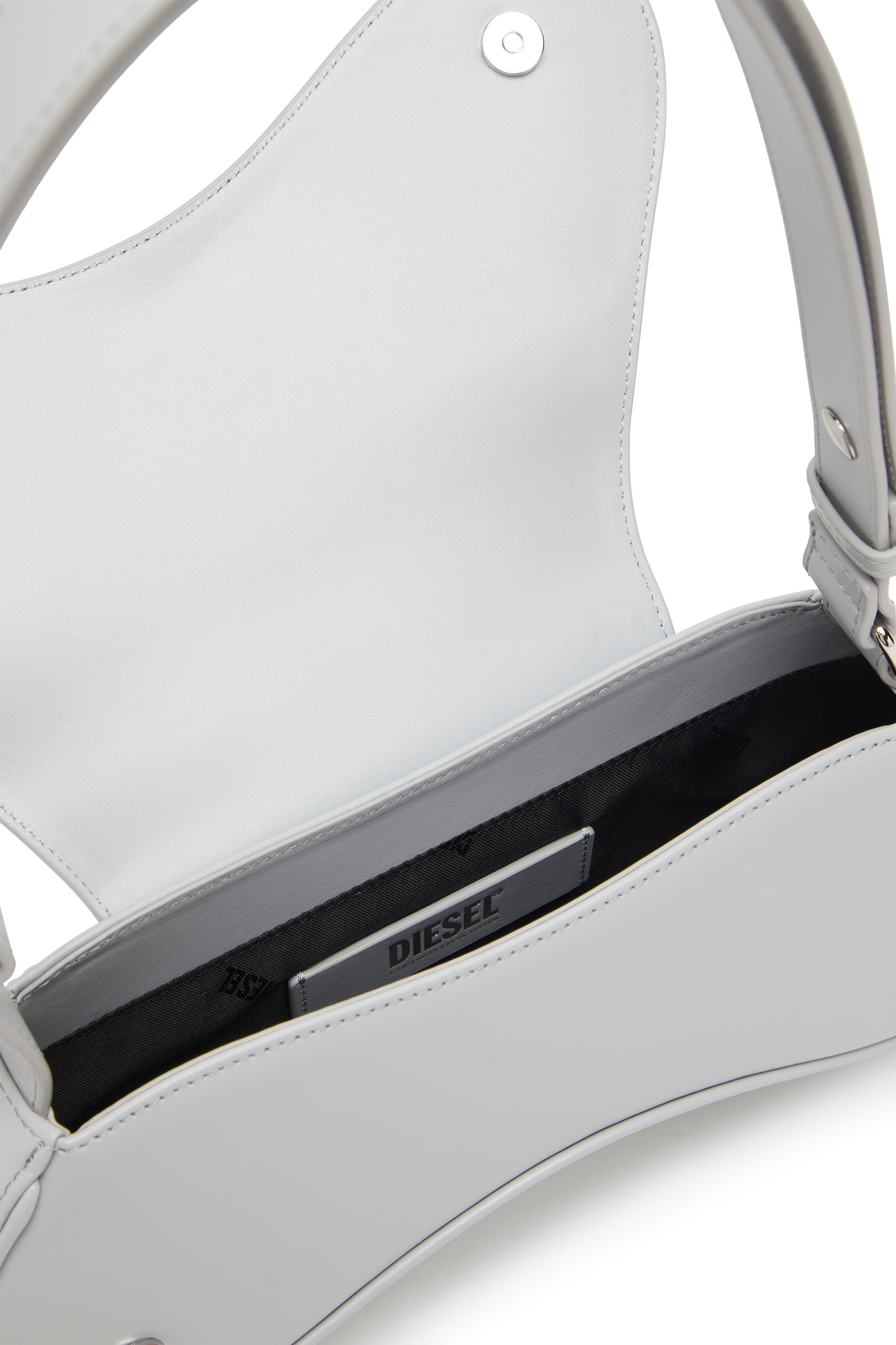 Diesel - PLAY CROSSBODY, Play-Sac à bandoulière en cuir semi-brillant Femme in Gris - 3