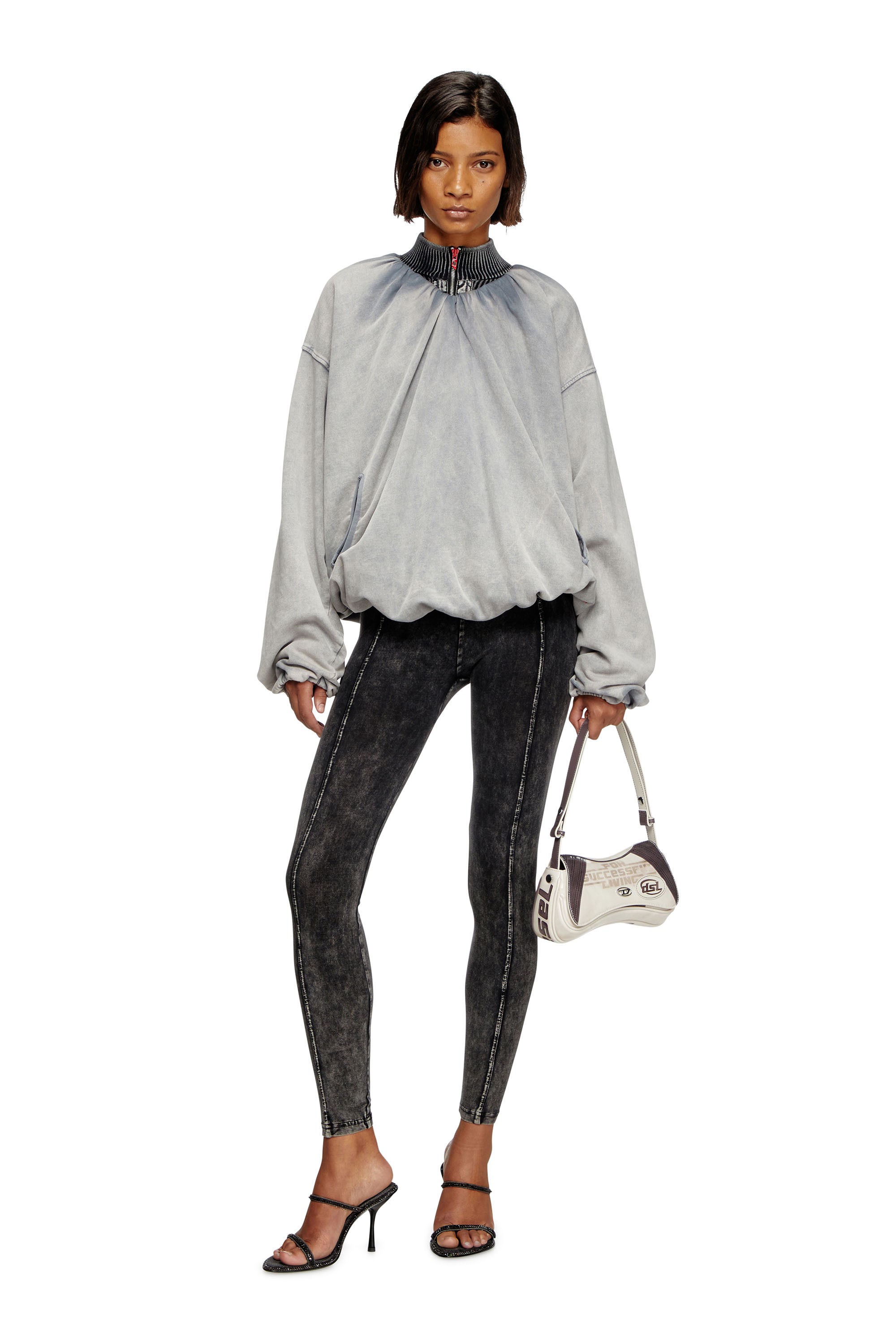 Diesel - PLAY CLUTCH, Play-Pochette brillante avec des d&eacute;tails de motard Femme in Gris - 1