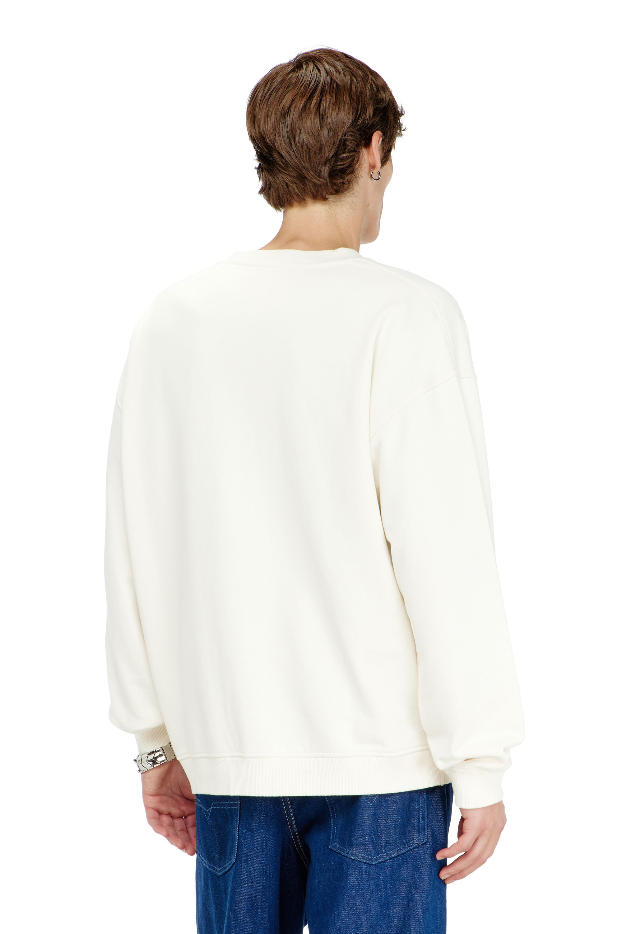 Diesel - S-BOXT-N5, Man's Cotton sweatshirt with flocked Oval D in Black/White - 4