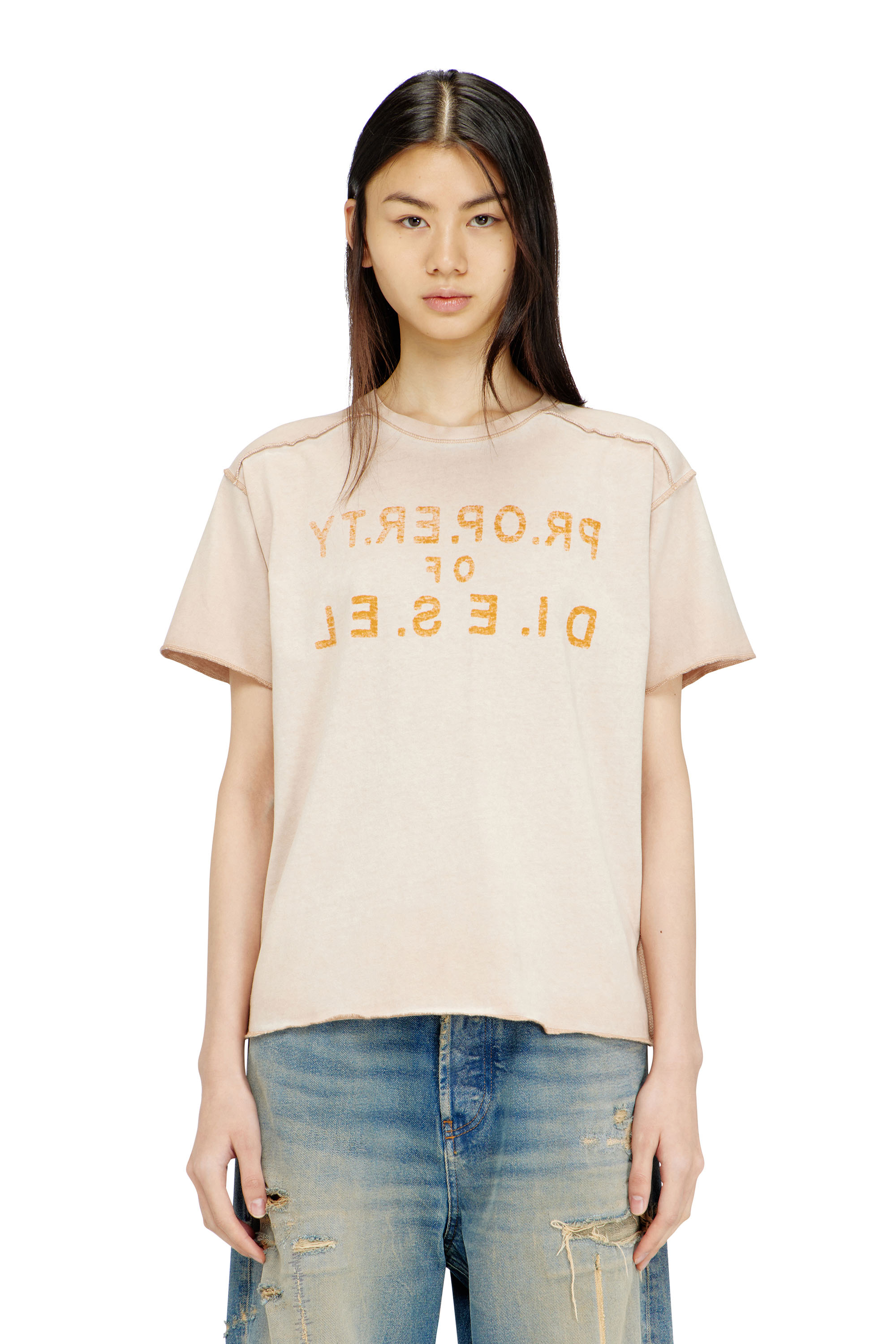 Diesel - T-ILY, T-shirt en coton classique avec appliqu&eacute; D Femme in ToBeDefined - 1
