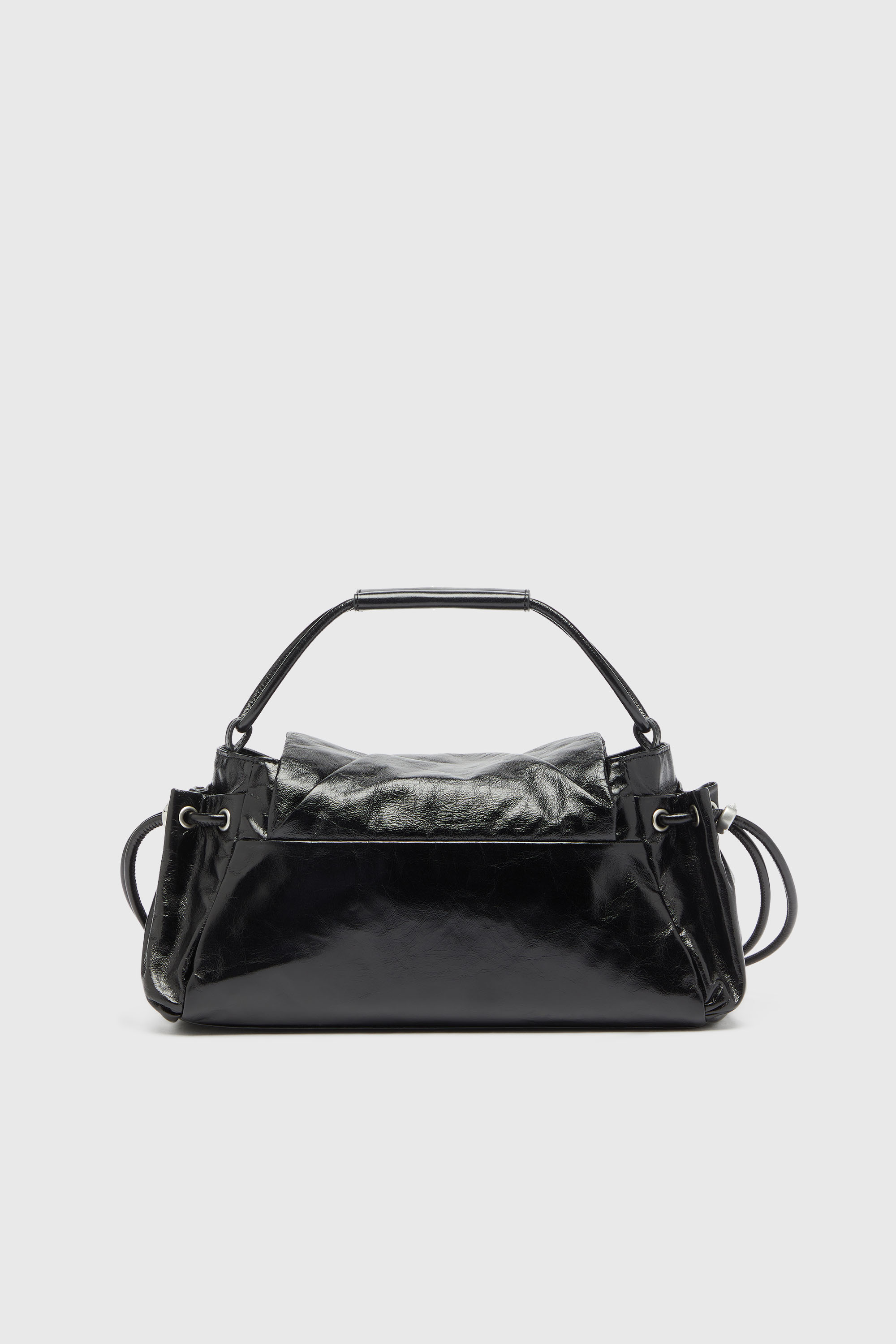 Diesel - SCRUNCH-D TOP HANDLE, Woman's Scrunch-D - Top-handle bag in shiny wrinkled leather in Black - 2