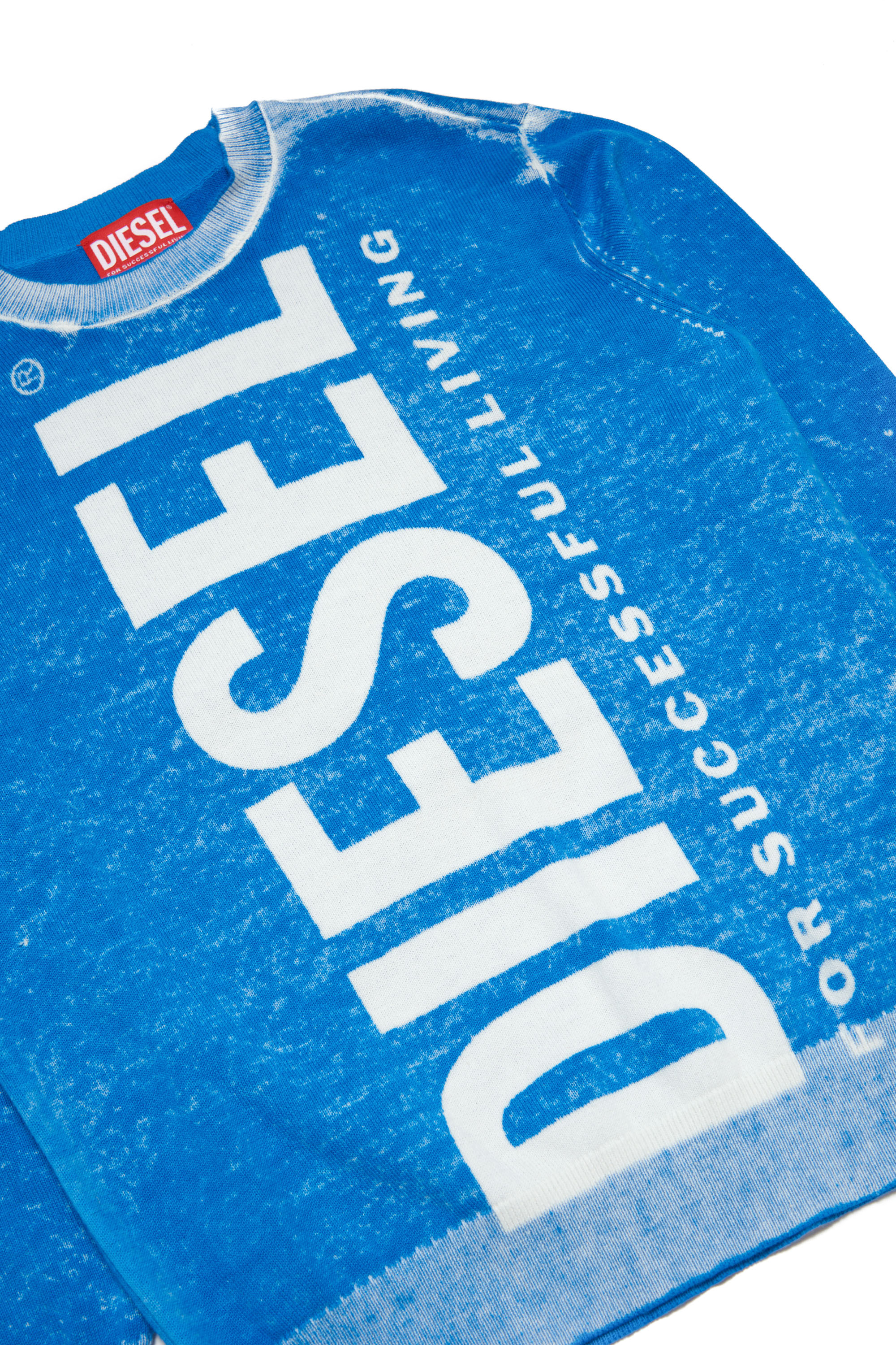 Diesel - KFLOW OVER, Homme Pull en maille avec lettrage Diesel in Bleu - Image 3