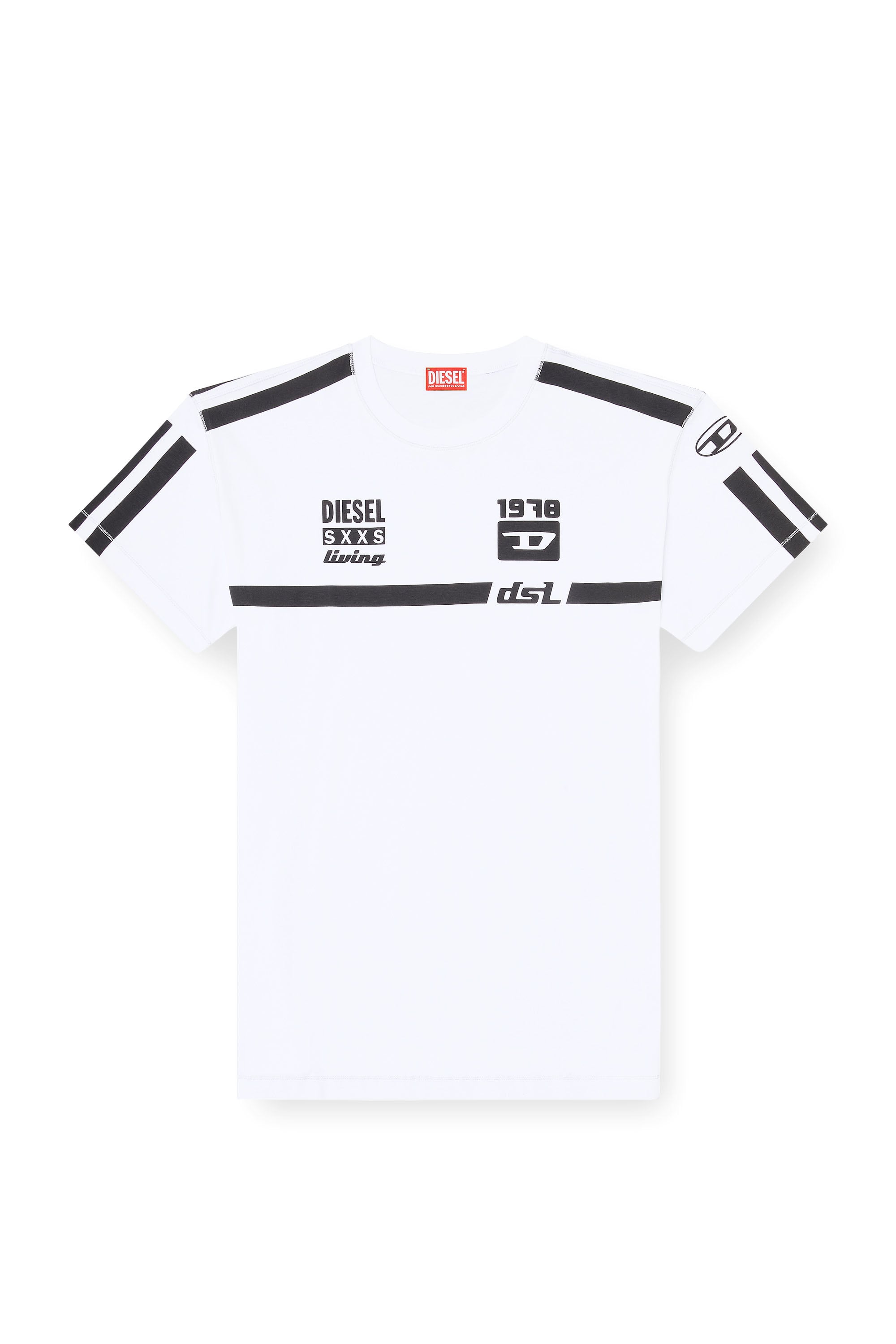 Diesel - T-NORM-V12, Man's Cotton T-shirt with contrast graphic prints in White - 2