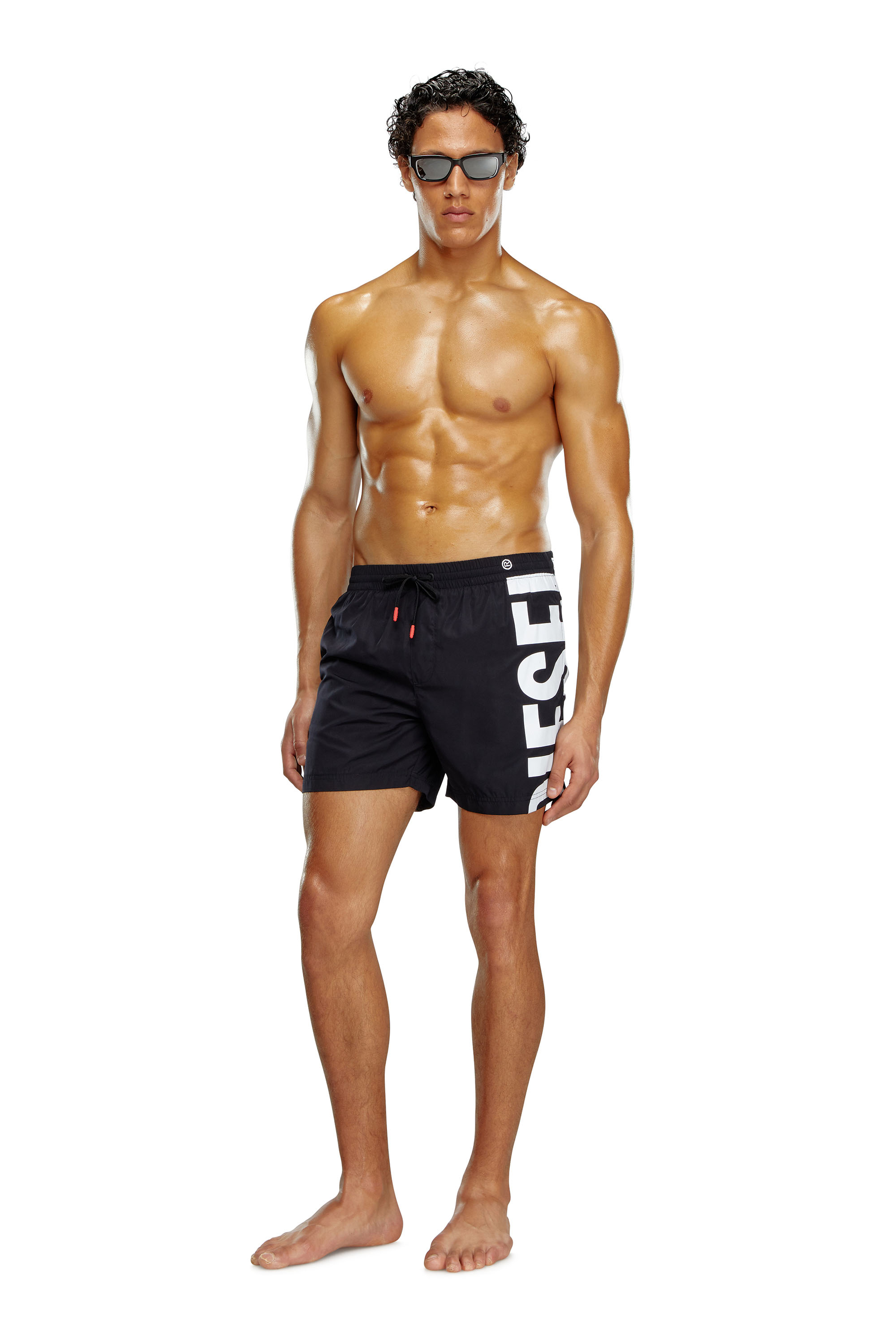Diesel - BMBX-RIO-41, Boardshort avec logo imprimé sur le côté Homme in Noir - 2