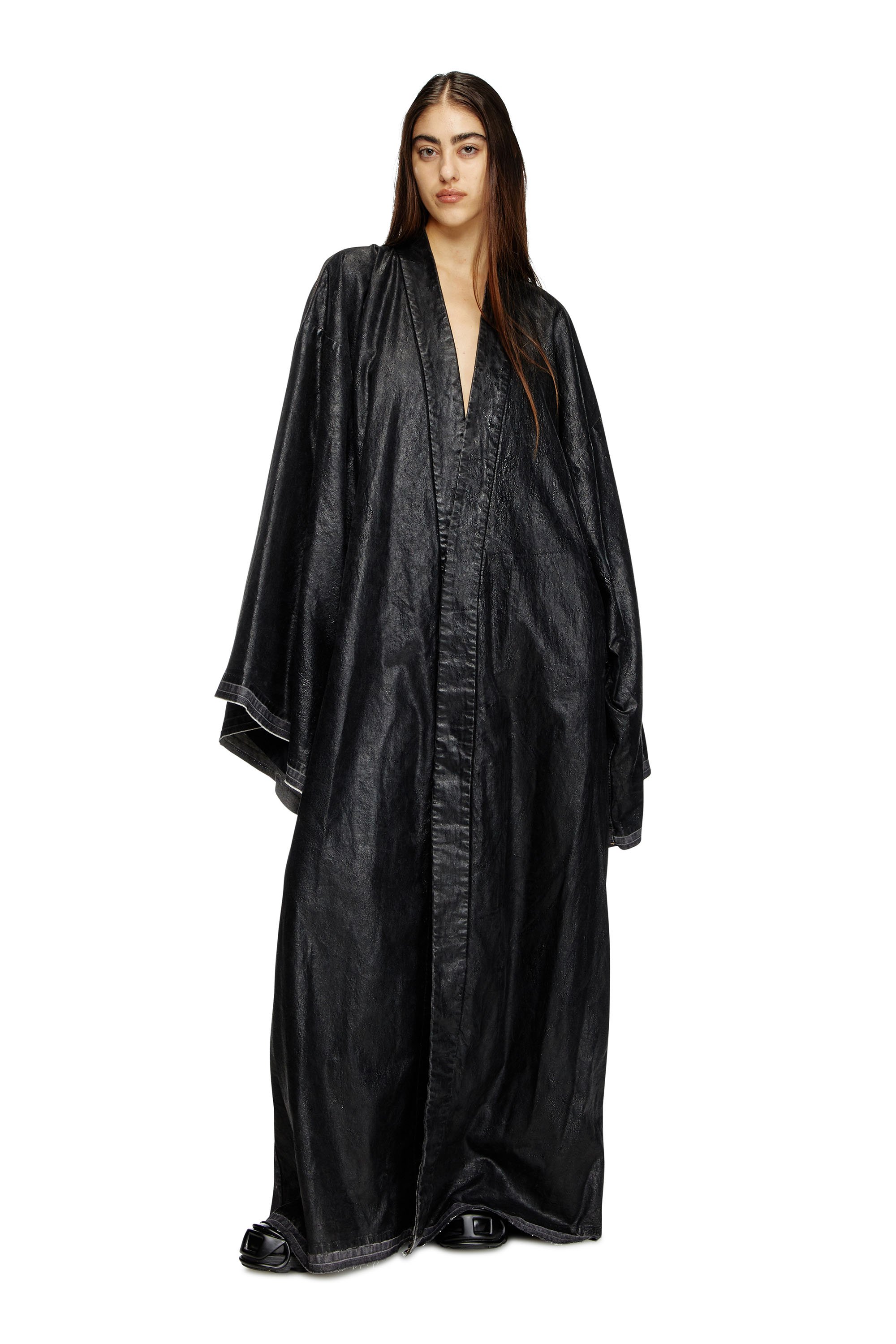 Diesel - D-D-KIM, Manteau kimono en denim avec devant enduit Mixte in Noir - 7