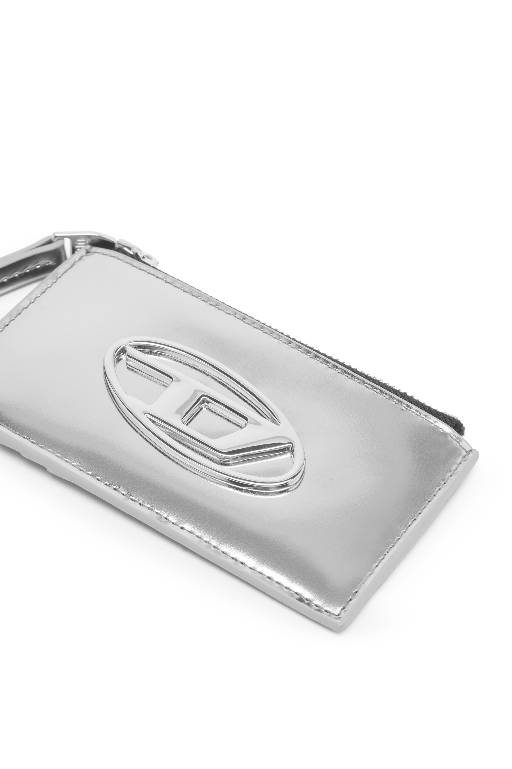 Diesel - CARD HOLDER COIN S, Porte-cartes en cuir métallisé Femme in Gris argenté - 3