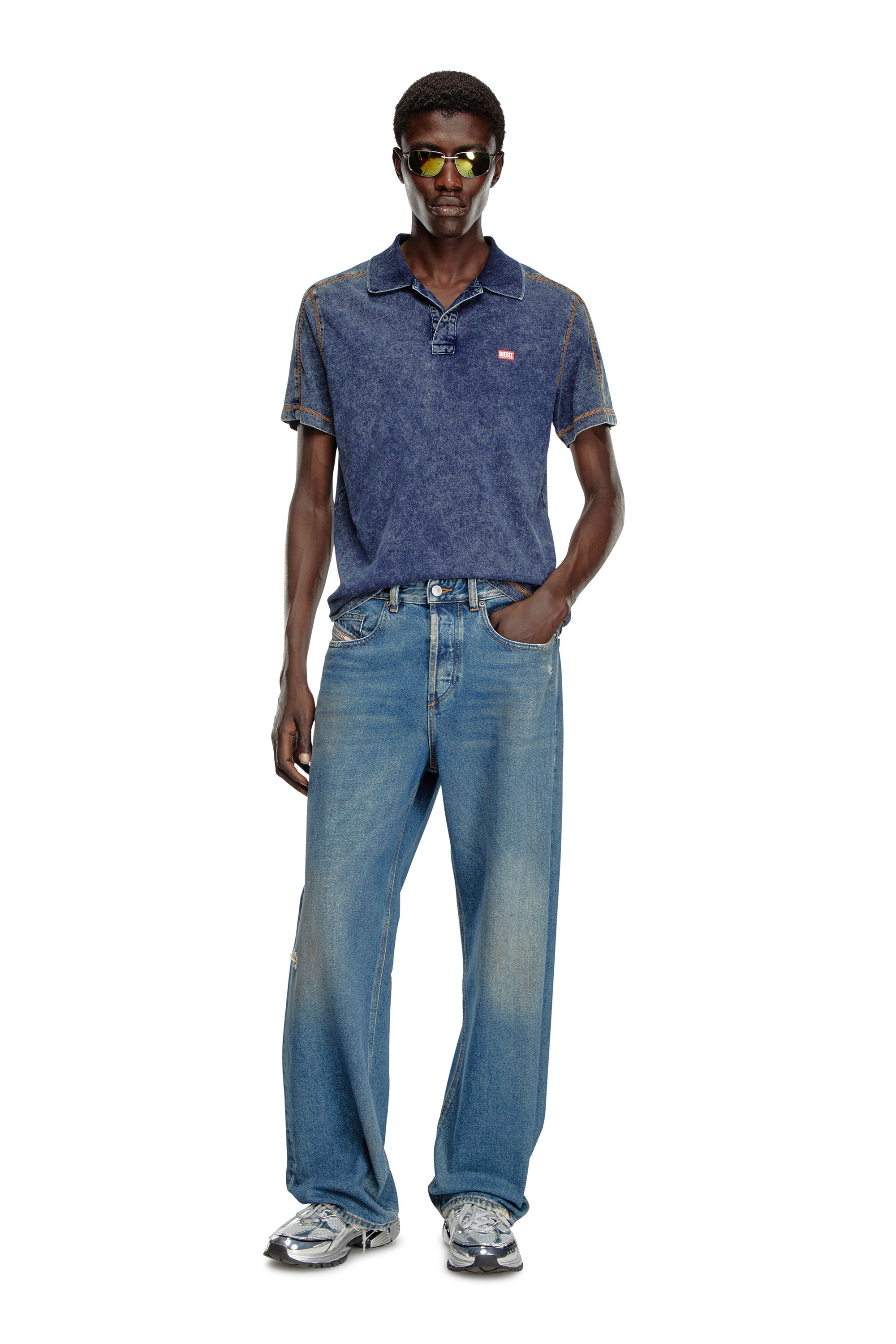 Diesel - Homme Straight Jeans 2001 D-Macro 09J79, Bleu moyen - Image 4