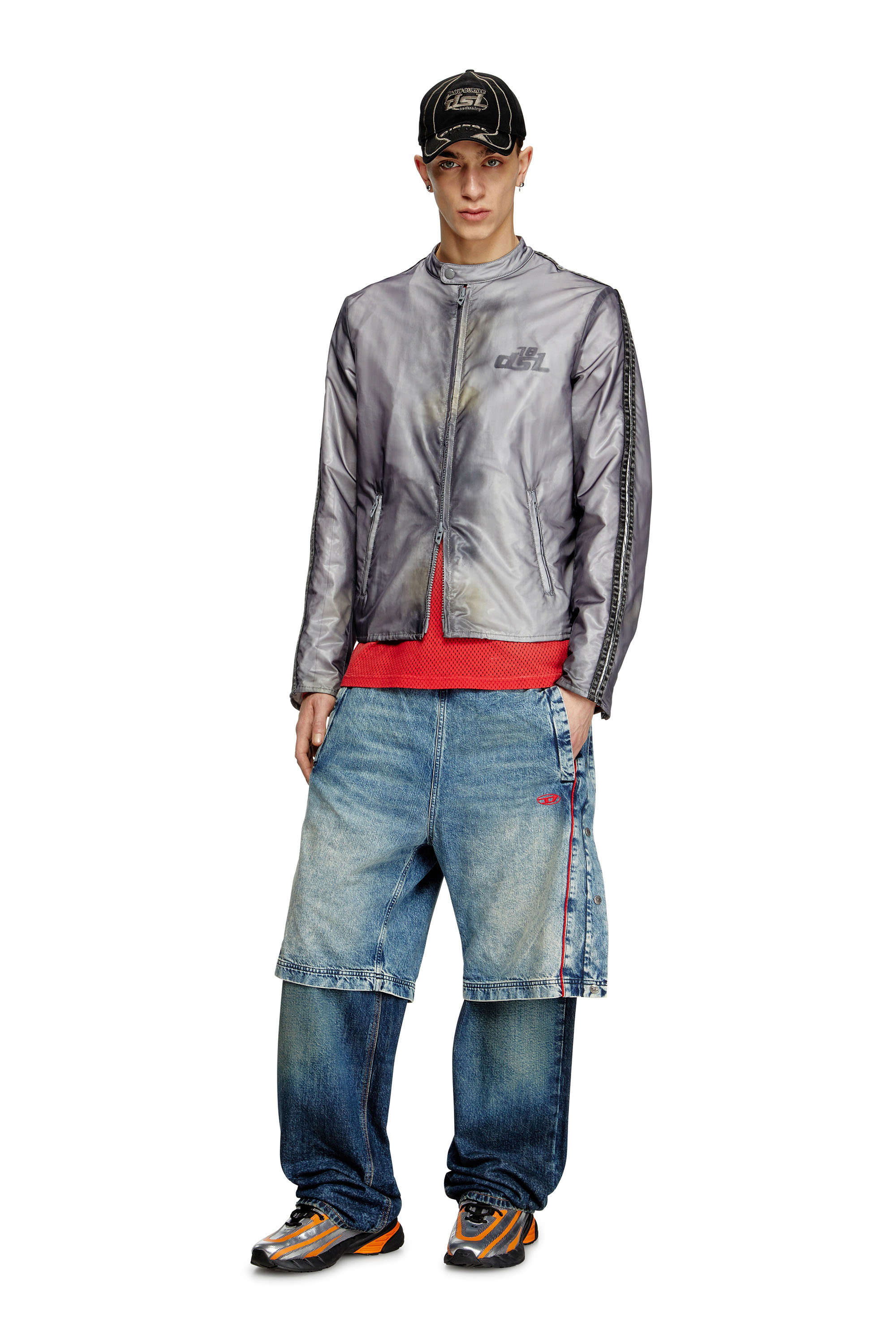 Diesel - J-POP, Veste de motard avec effet transparent Homme in Gris - 2