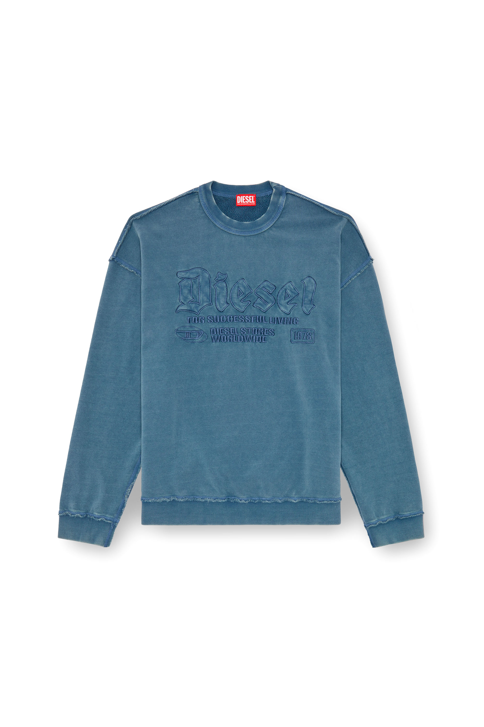 Diesel - S-BOXT-RAW, Homme Sweat-shirt avec logo brodé in Bleu - Image 3