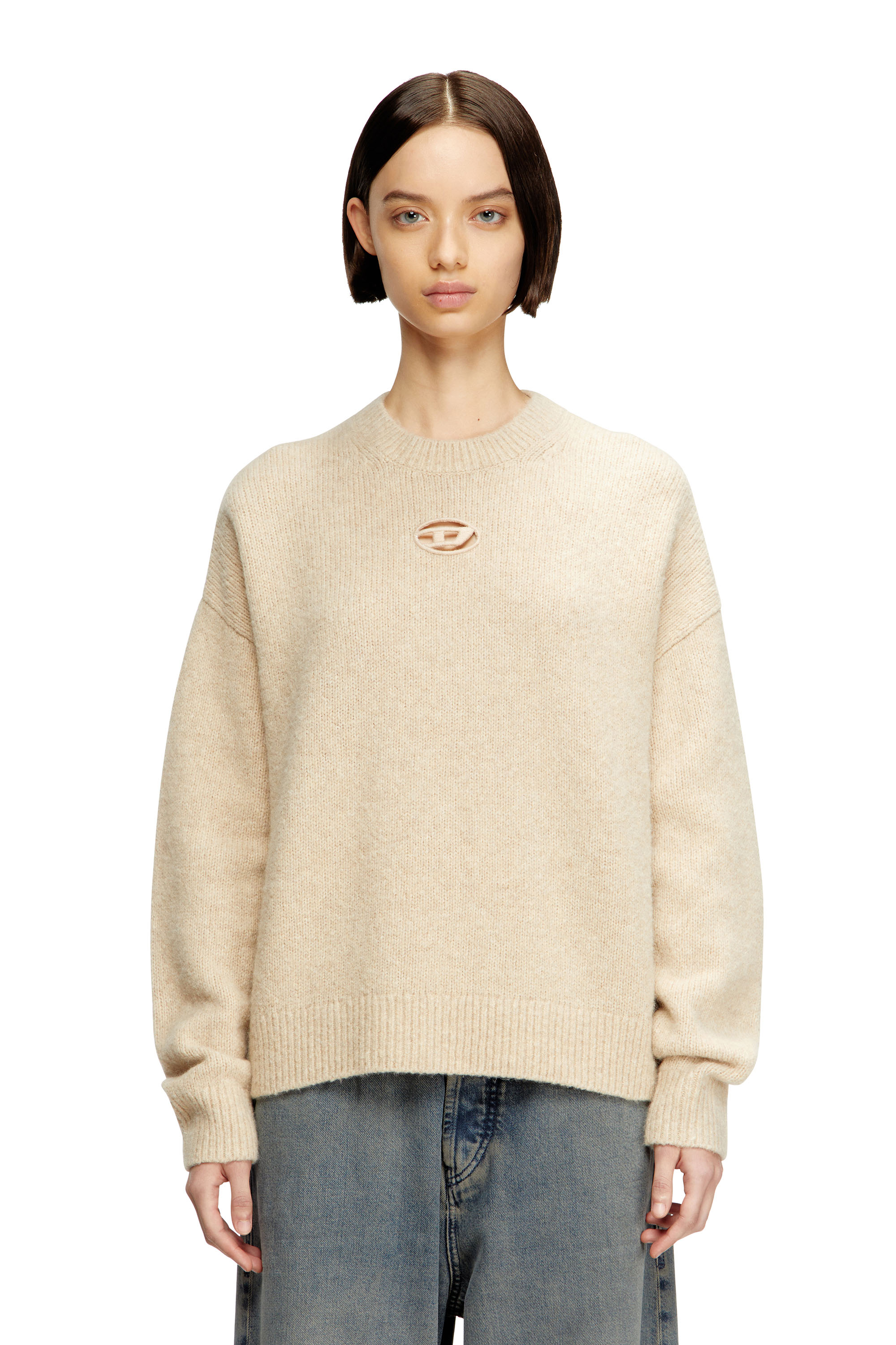Diesel - M-AREETA, Pull en laine et mélange d'alpaga Femme in Beige - 3