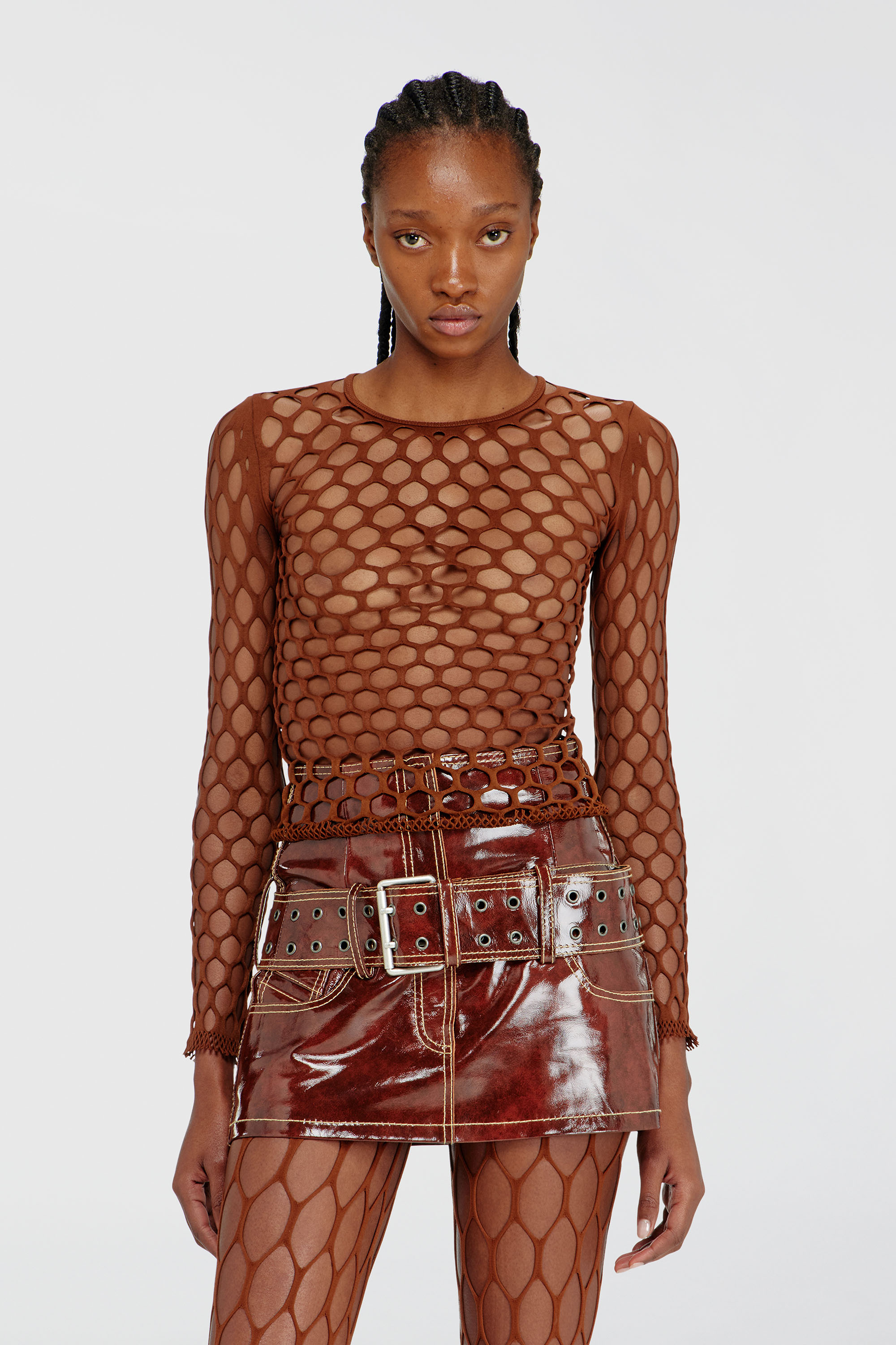 Diesel - M-ZANDA, Top en maille stretch Femme in Marron - 3