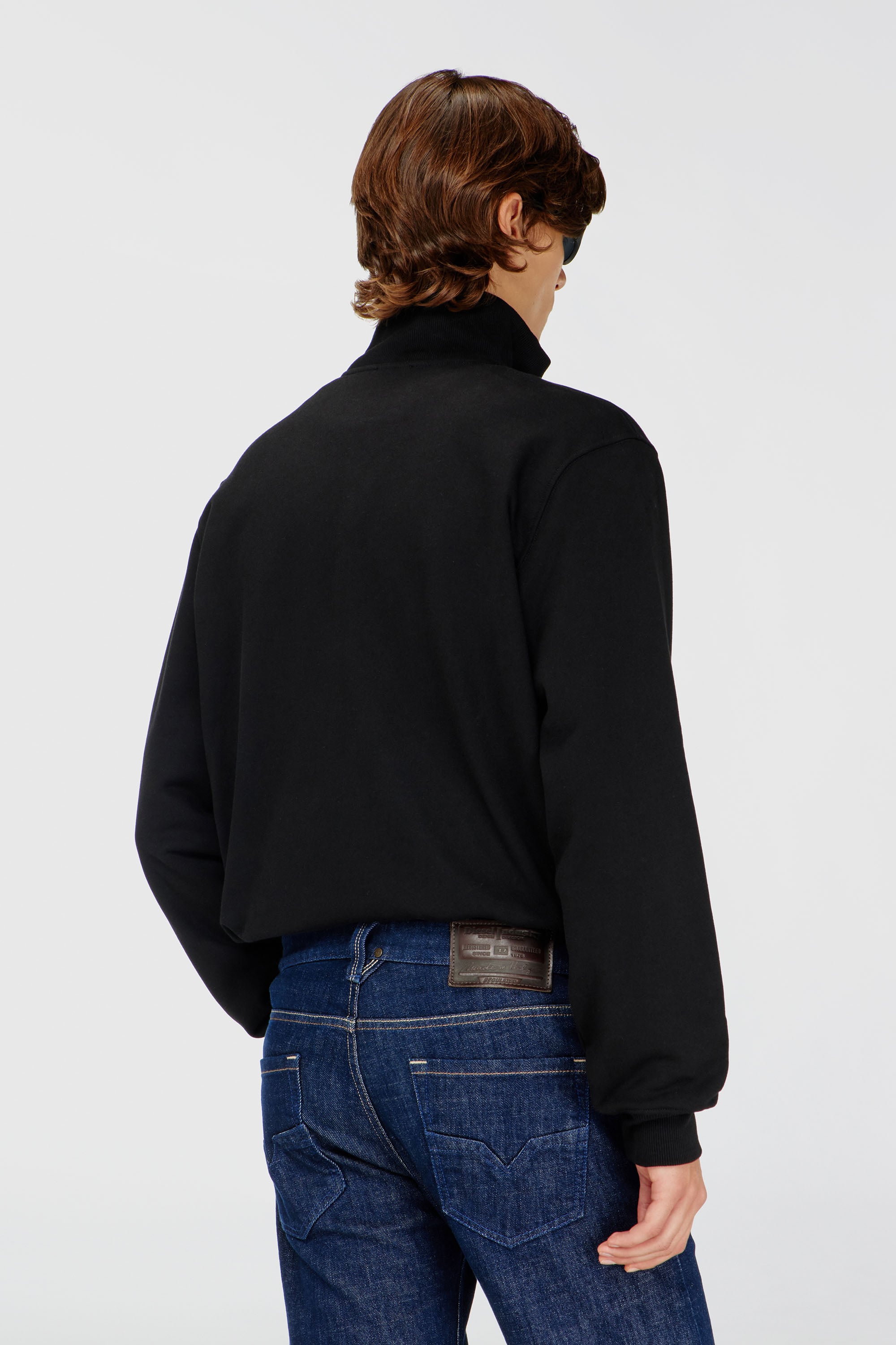 Men's Zip-up sweatshirt with metallic logo | Black | Diesel BE