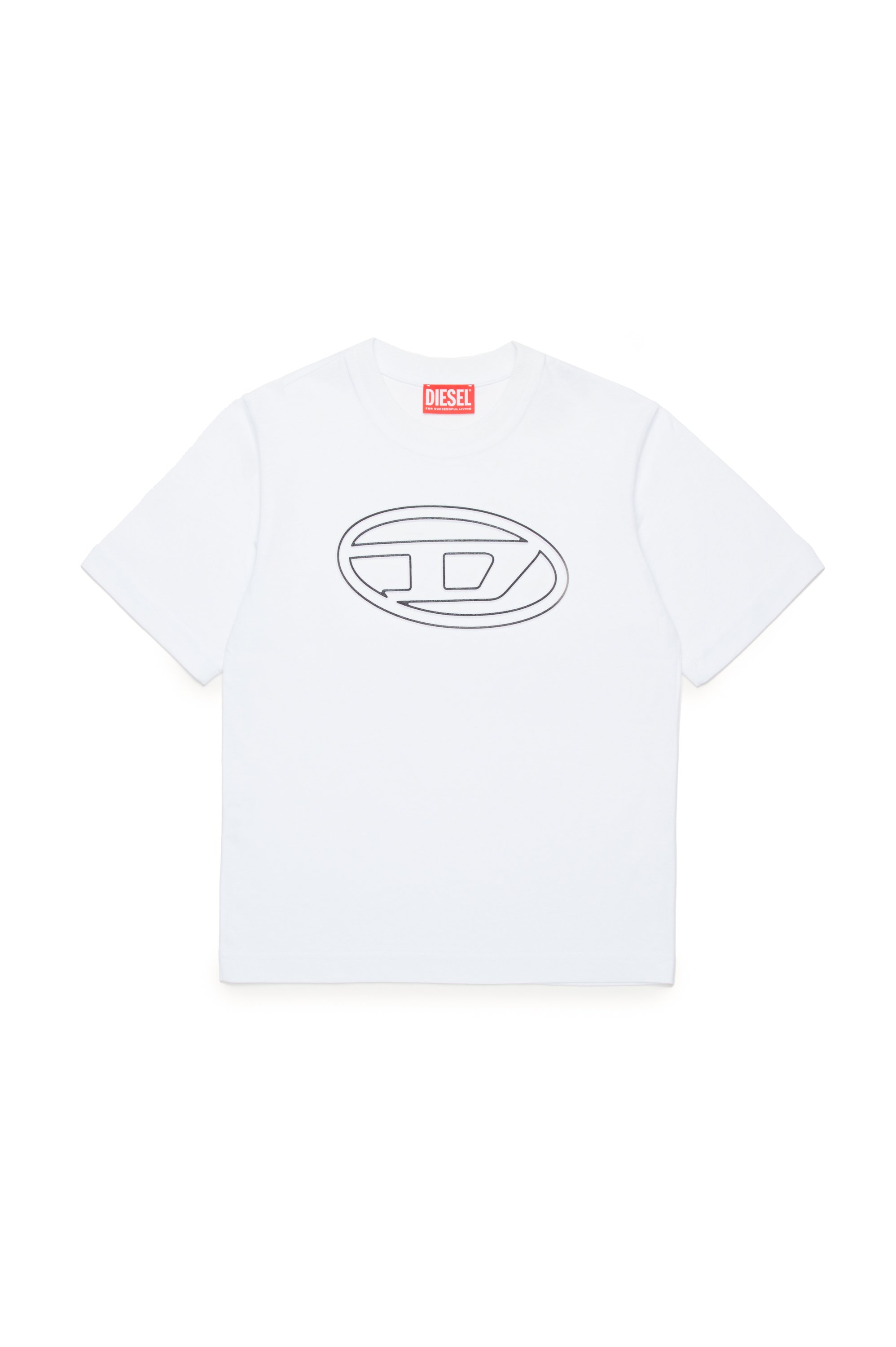 Diesel - TJUSTBIGOVAL OVER, Homme T-shirt avec logo contour Oval D in Blanc - Image 1