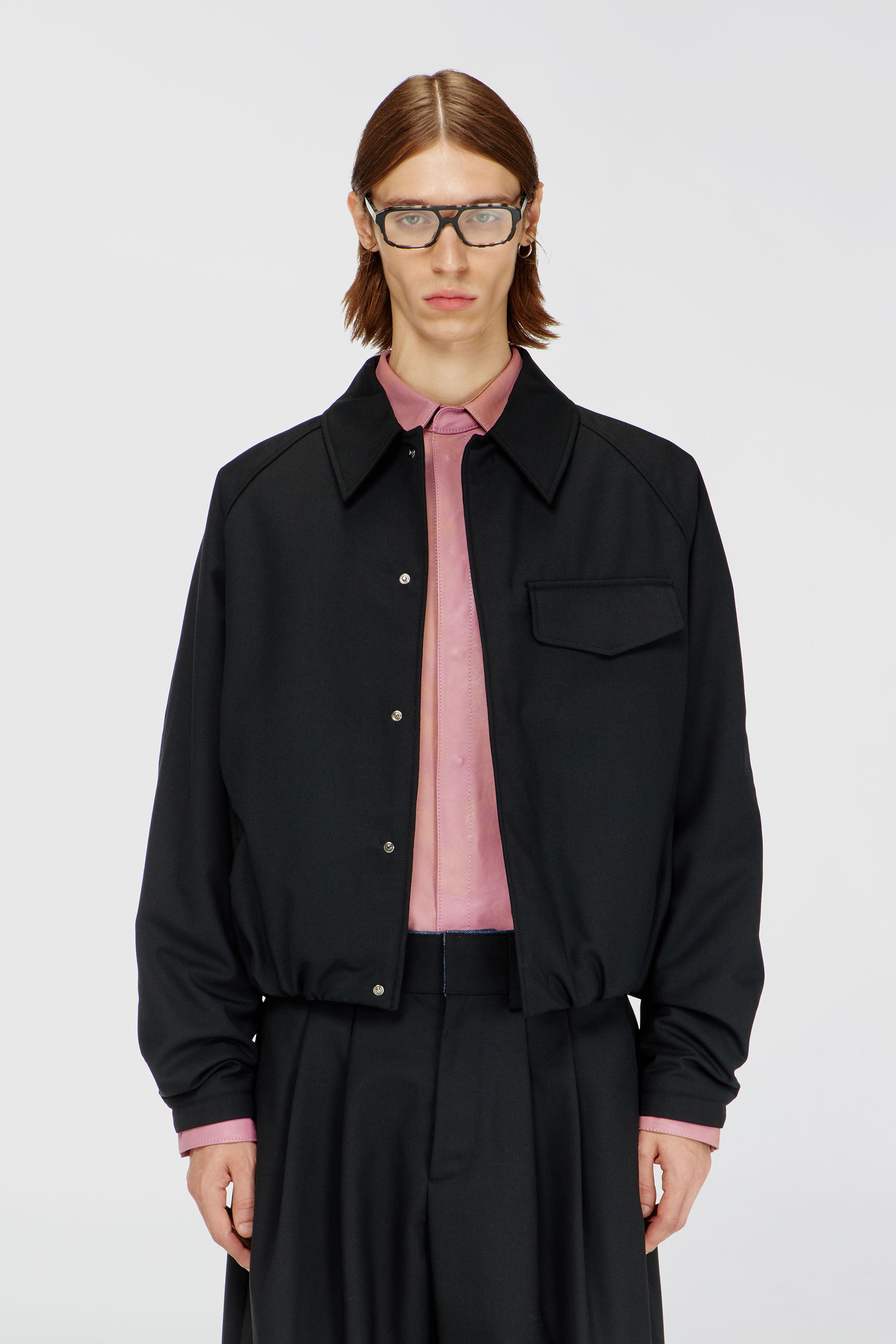 Diesel - J-ATTOR-COOL, Man's Gathered bomber jacket in wool blend in null - 3