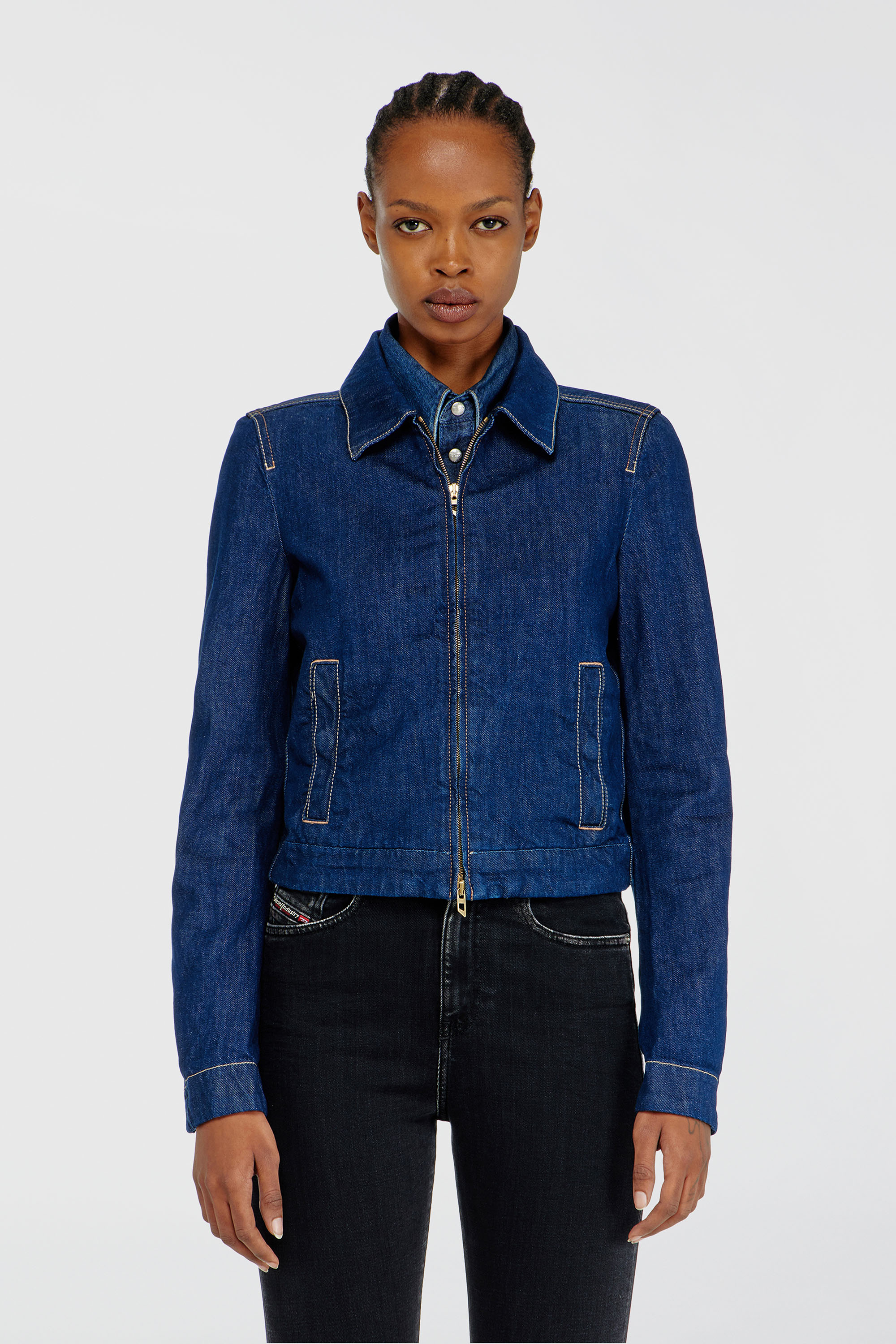 Diesel - DE-CORB, Veste coach en rinse denim Femme in Bleu - 3