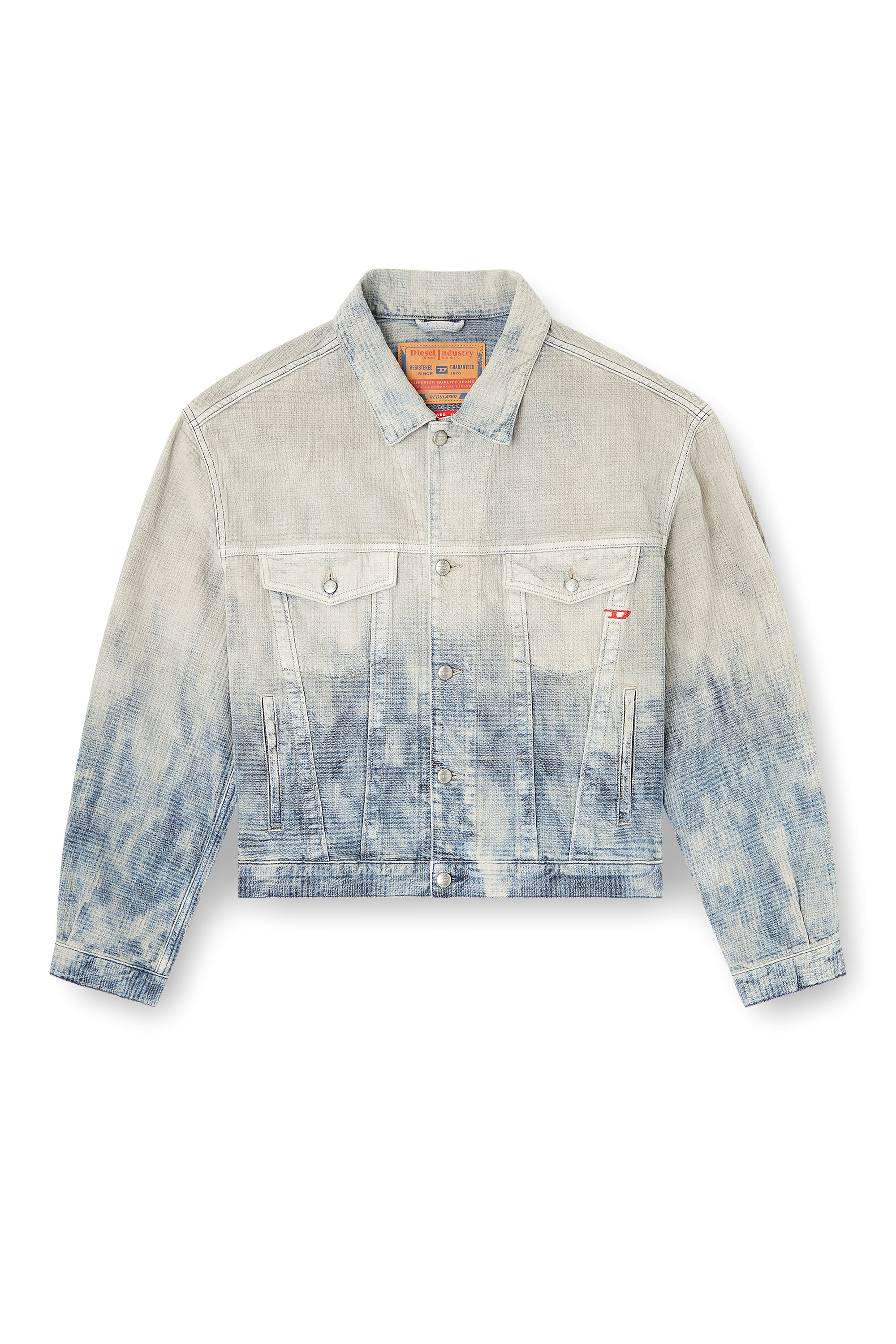Diesel - D-RANGER, Veste trucker en denim jacquard Prince de Galles Mixte in Polychrome - 2