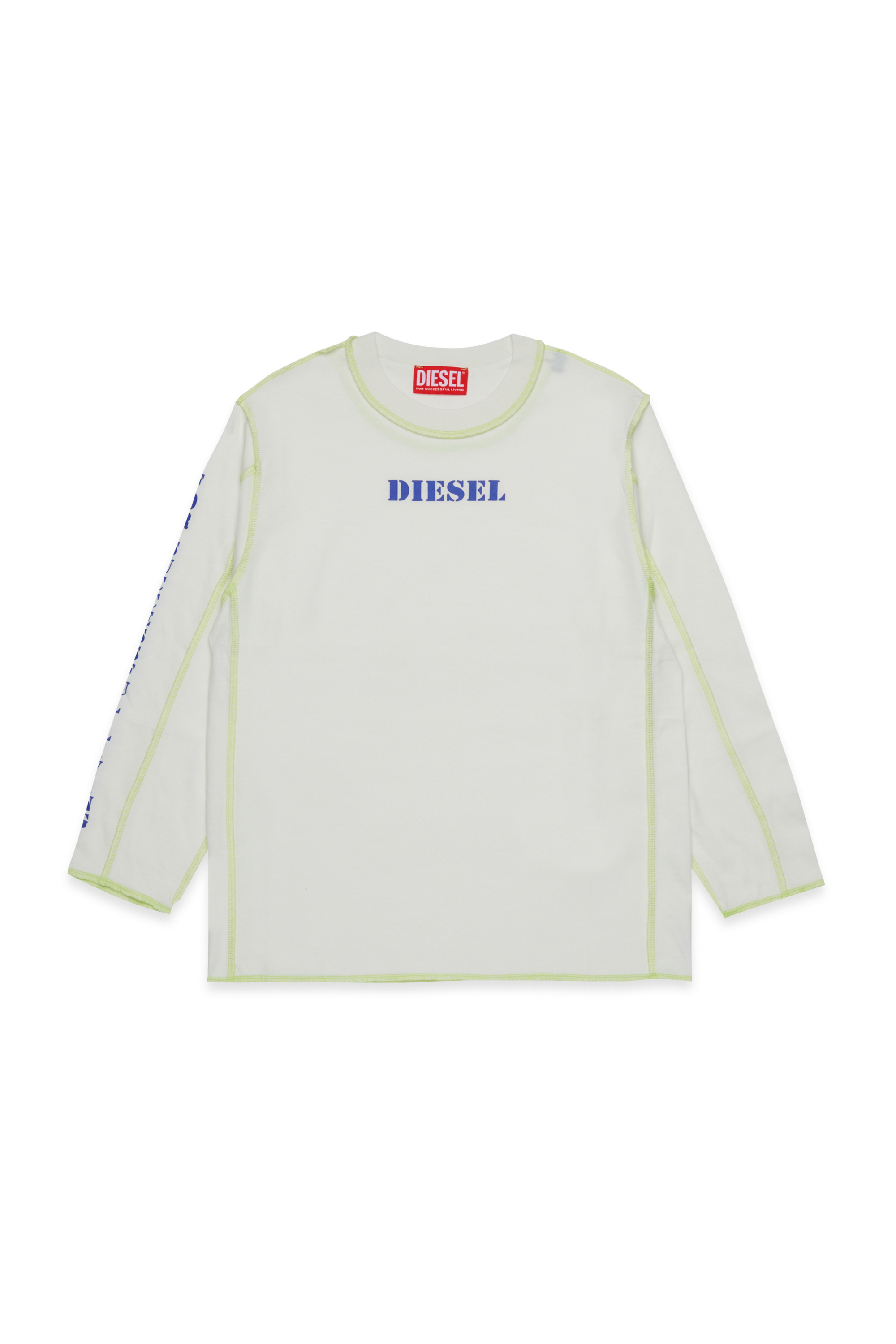 Diesel - TCRAORLS OVER, T-shirts en coton avec coutures contrastées Homme in Blanc - 1