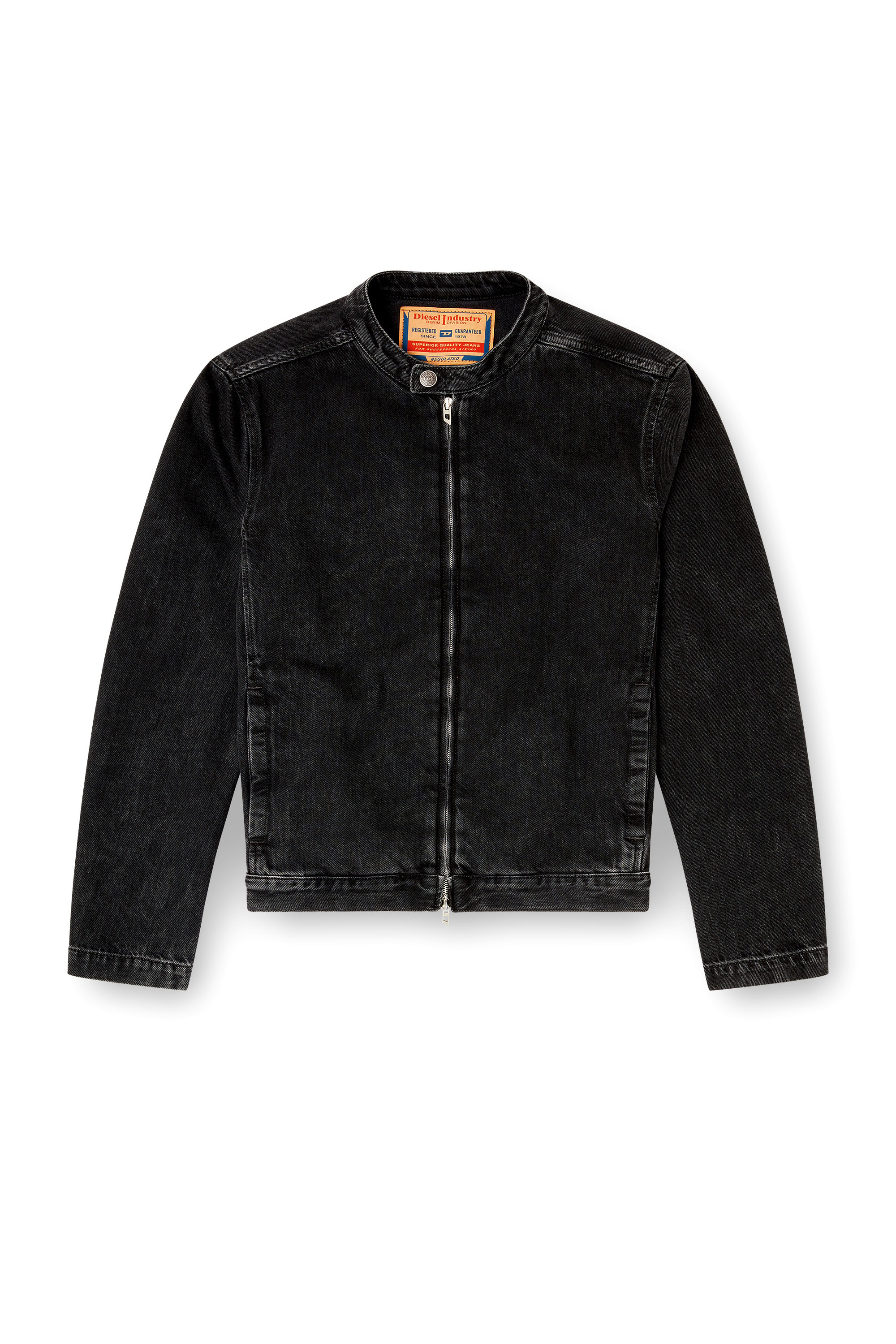 Diesel - D-GLORY, Blouson moto en denim lav&eacute; propre Homme in Noir - 2