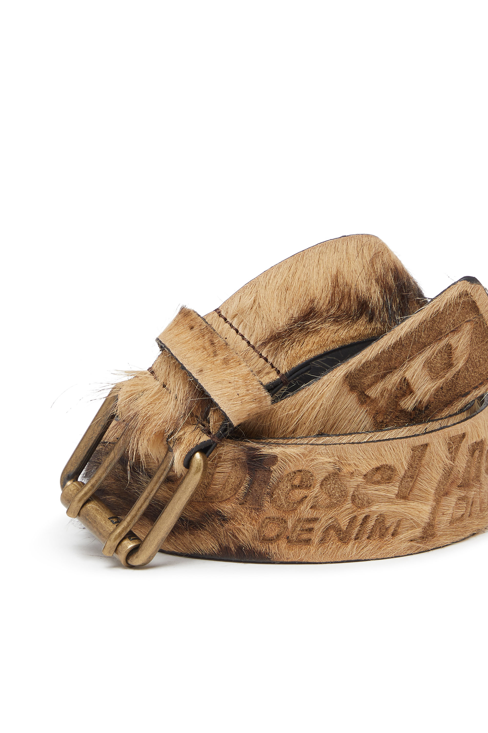 Diesel - B-FLAG-D, Ceinture de 4 cm en cuir à longs poils Mixte in Marron - 3