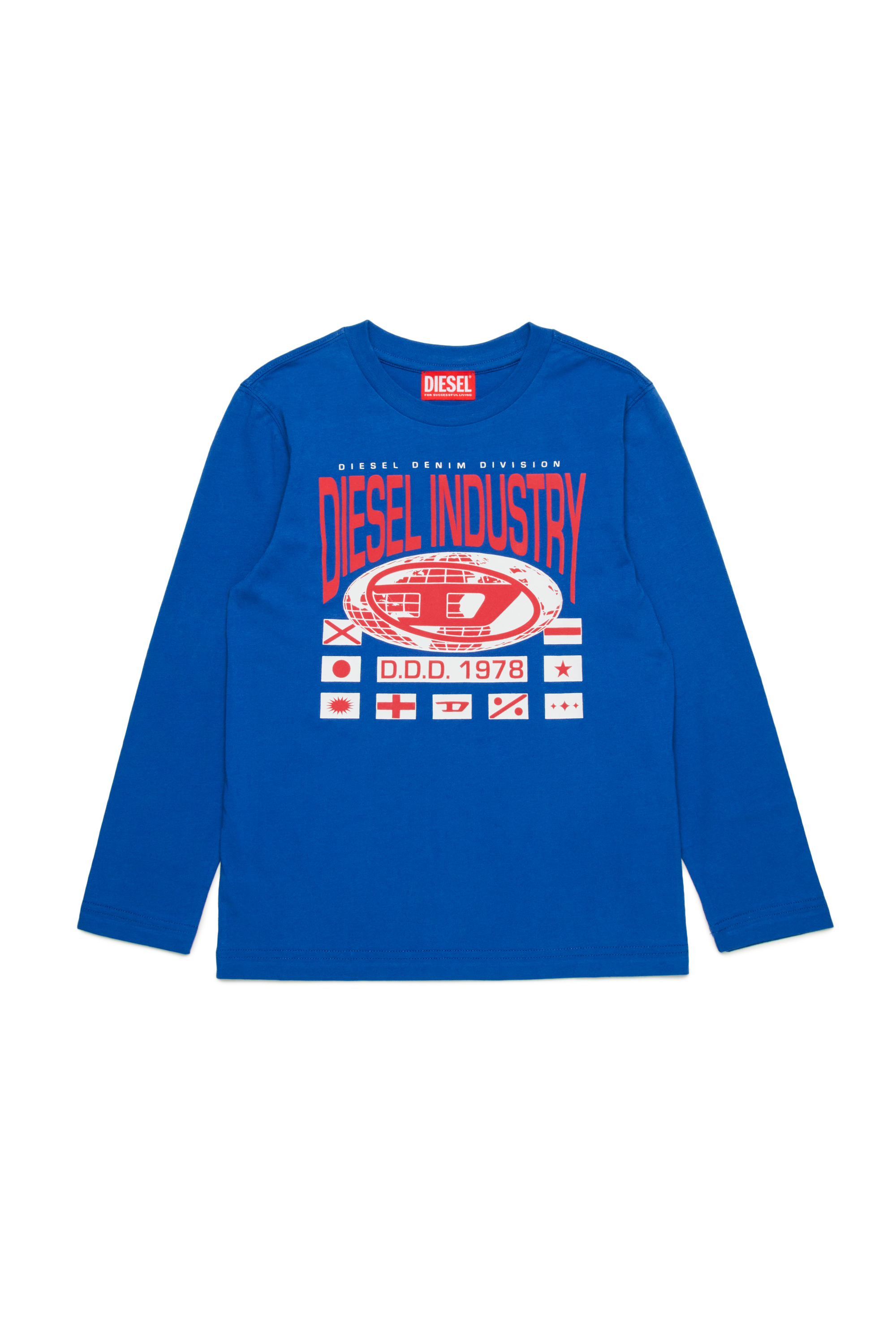 Diesel - TDIEGORL8, T-shirt à manches longues avec graphisme rétro Homme in Bleu - 1