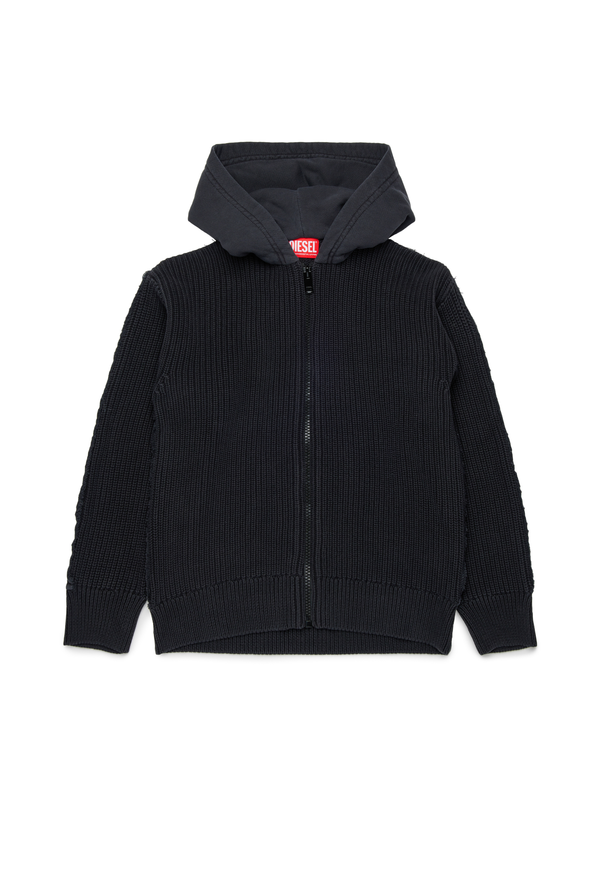 Diesel - KOBERTO OVER, Sweat à capuche en coton avec zip Homme in Noir - 1