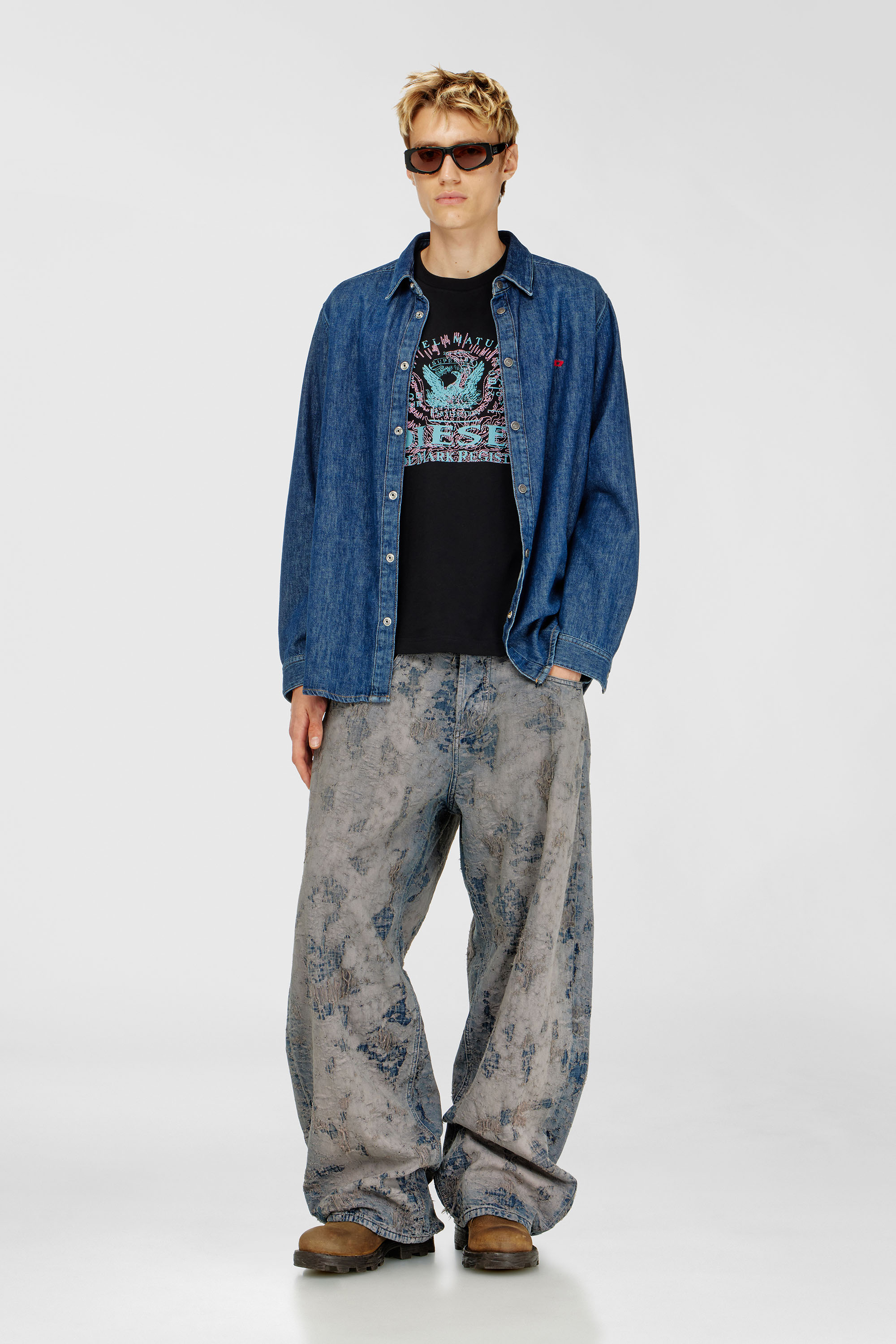 Diesel - T-JUST-FENIX-T92, T-shirt en coton avec imprim&eacute; graphique Homme in Noir - 2