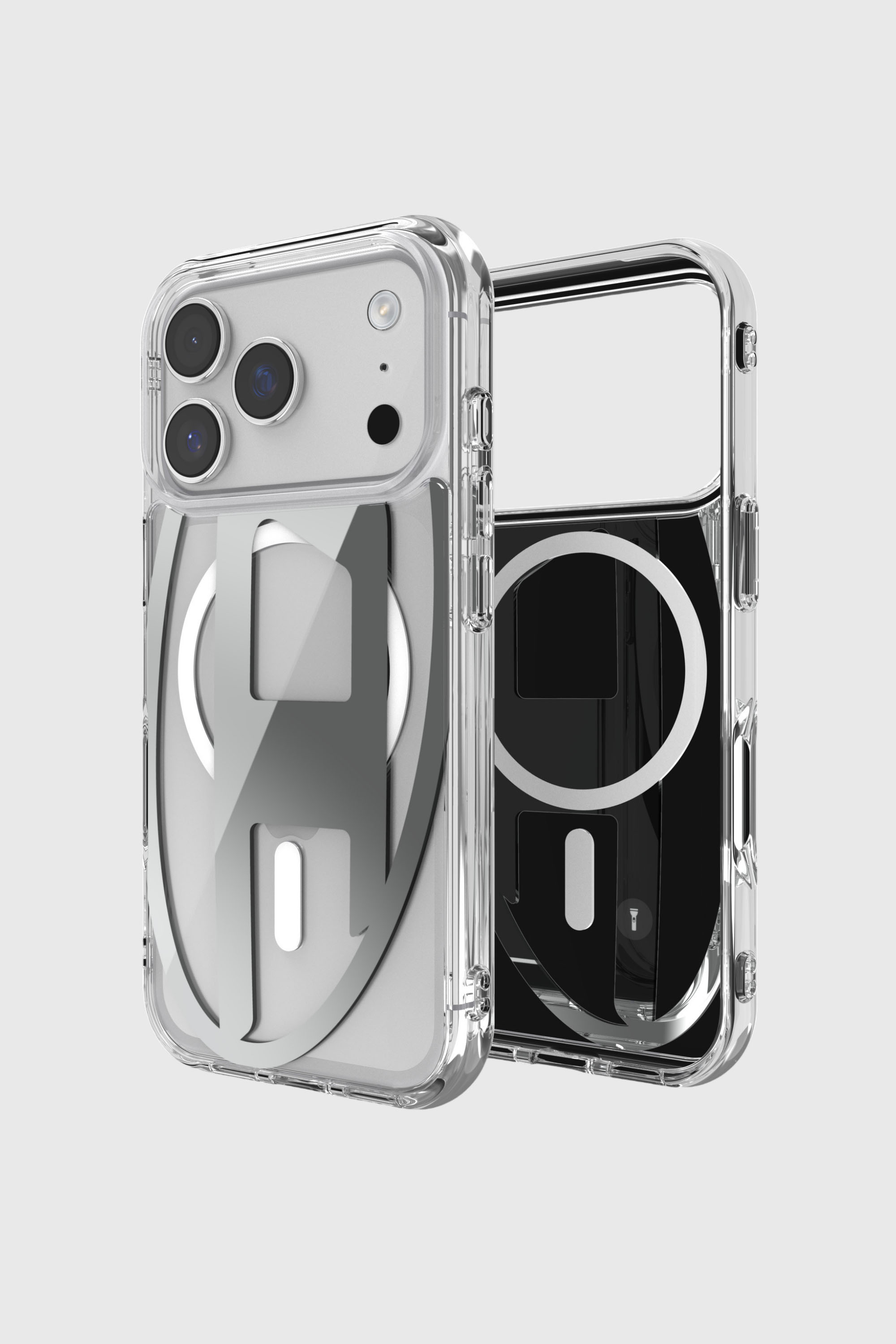 Diesel - 60413 AOP CASE, &Eacute;tui m&eacute;tallique Oval D avec Magsafe pour iPhone 17 Pro Mixte in Gris - 1